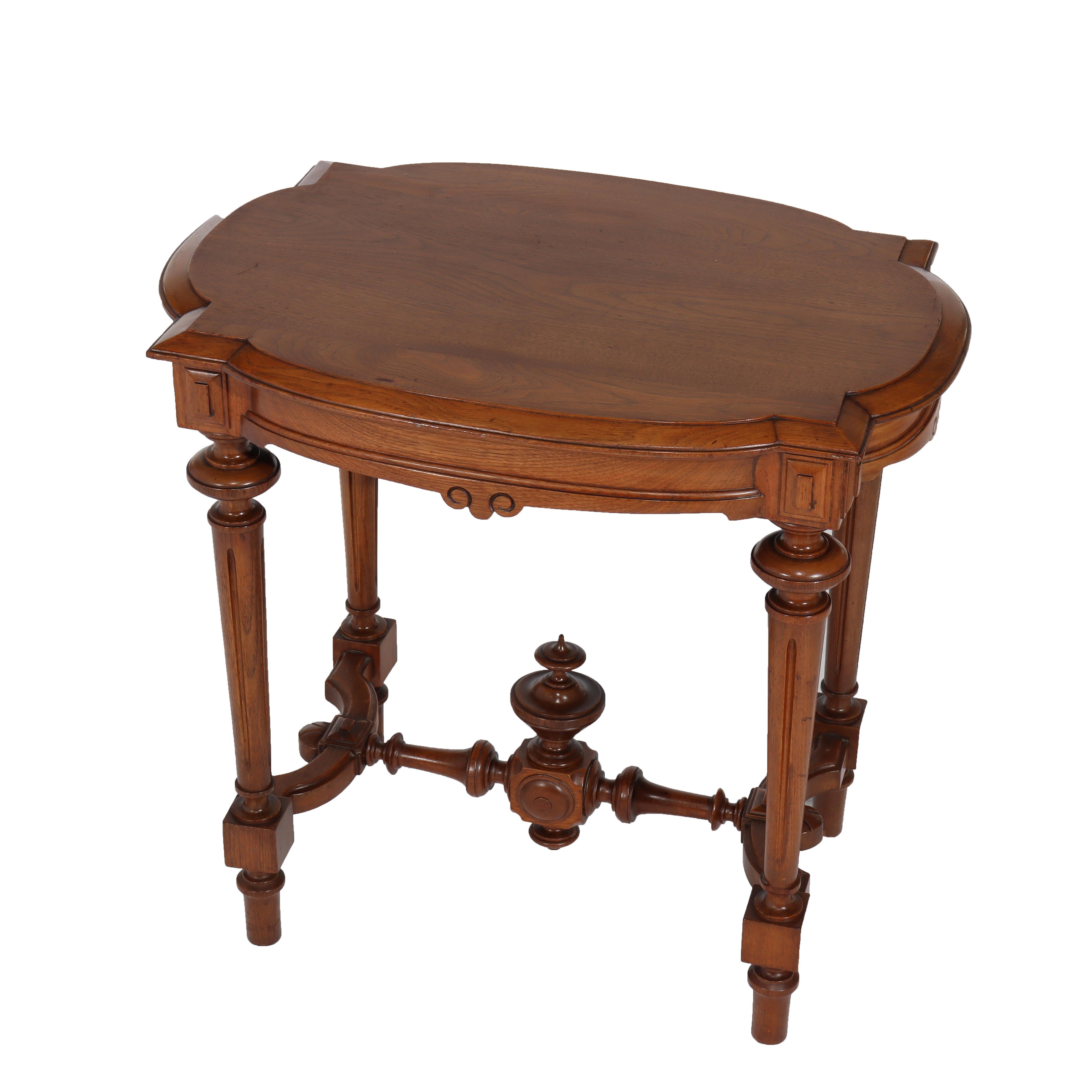 Antique Victorian Renaissance Revival Walnut Lamp Table C1890 In Good Condition For Sale In Big Flats, NY