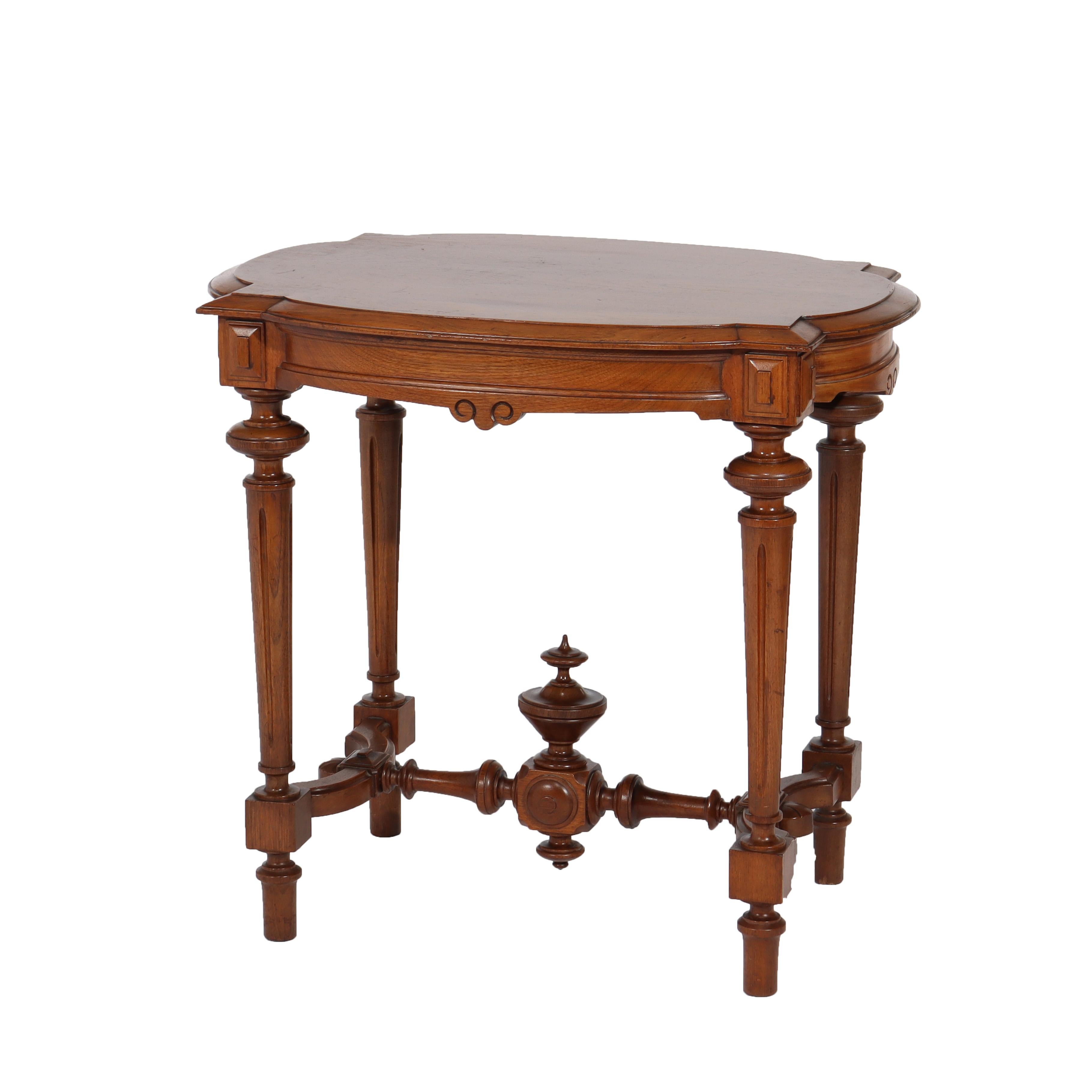 19th Century Antique Victorian Renaissance Revival Walnut Lamp Table C1890 For Sale