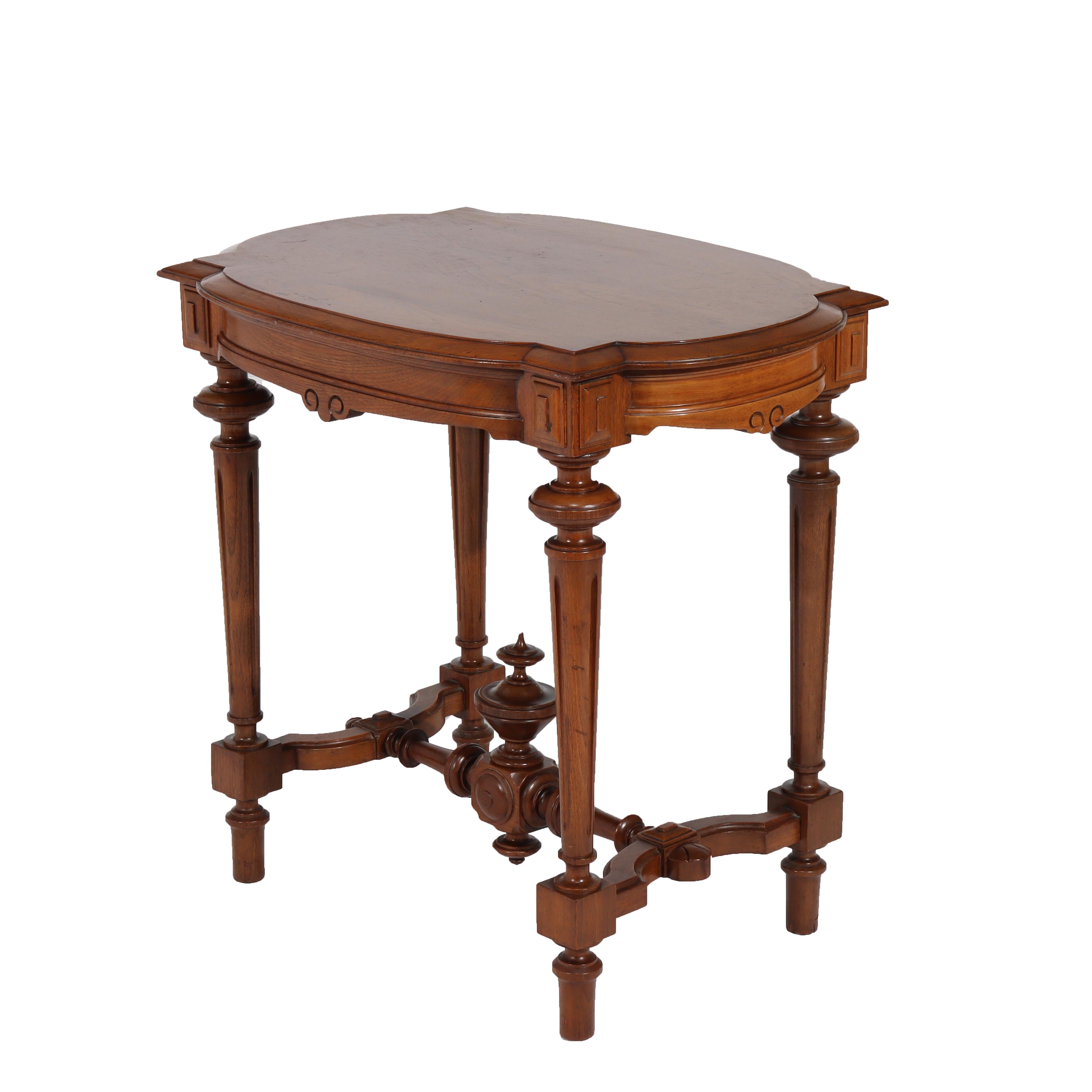 Antique Victorian Renaissance Revival Walnut Lamp Table C1890 For Sale 1