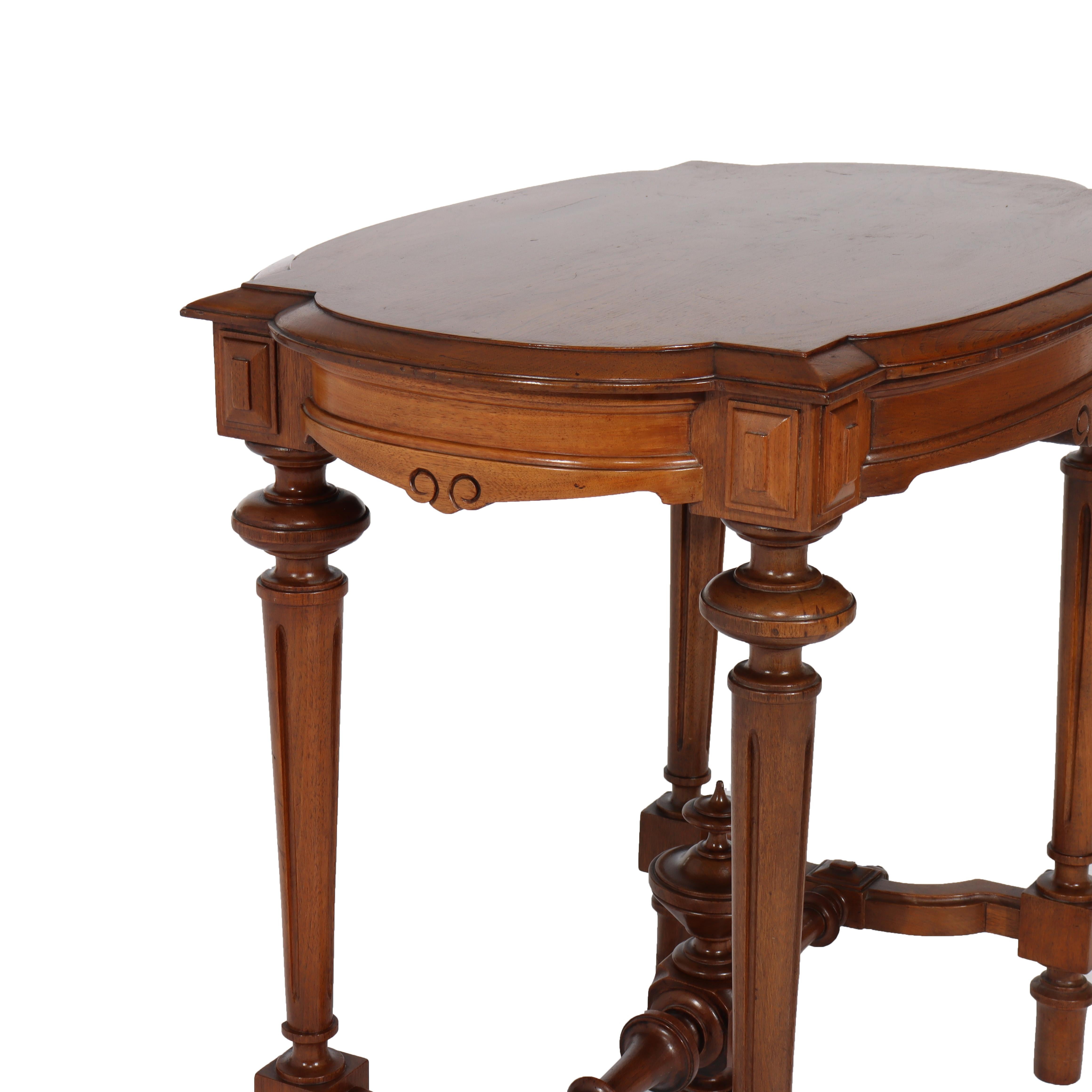 Antique Victorian Renaissance Revival Walnut Lamp Table C1890 For Sale 3