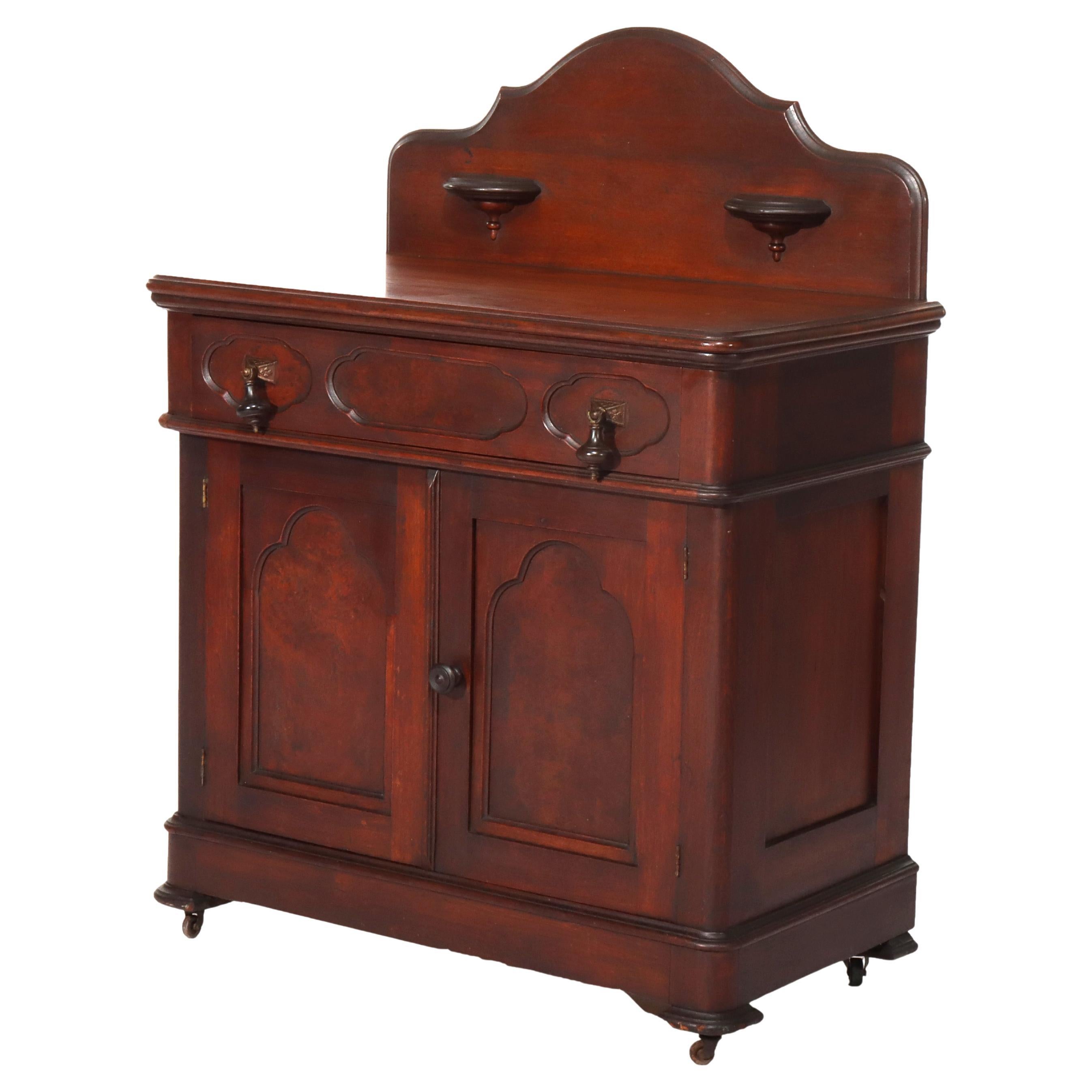 Antique Victorian Renaissance Revival Walnut Washstand c1880