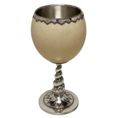 Antique Victorian Renaissance Style Silver & Ostrich Egg Goblet / Cup 1863