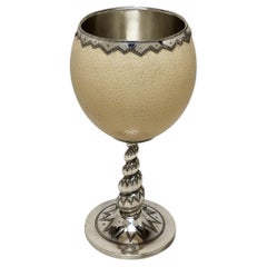 Antique Victorian Renaissance Style Silver 
Ostrich Egg Goblet / Cup 1863