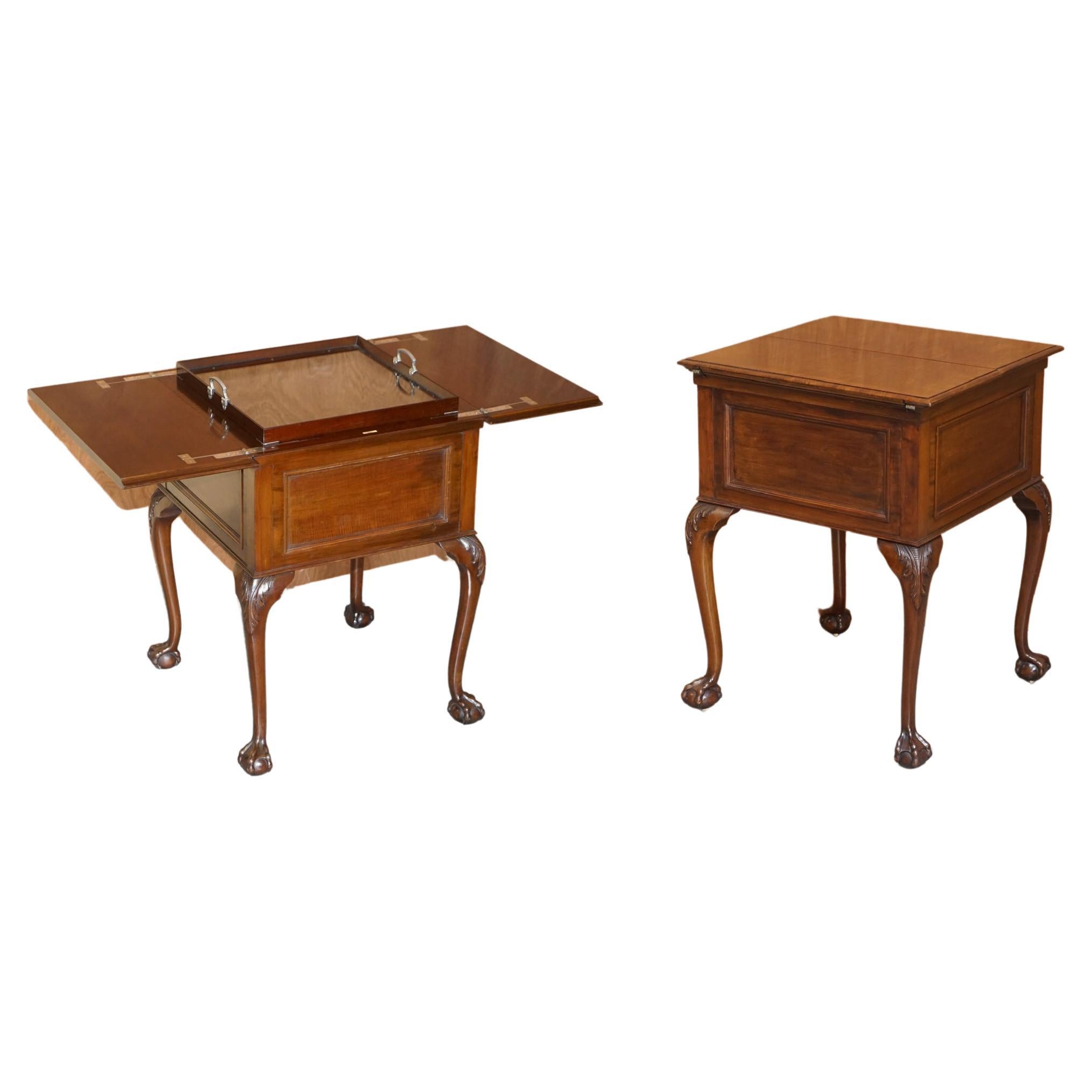 Antico tavolo da bere vittoriano restaurato Asprey's London Elevette Claw & Ball