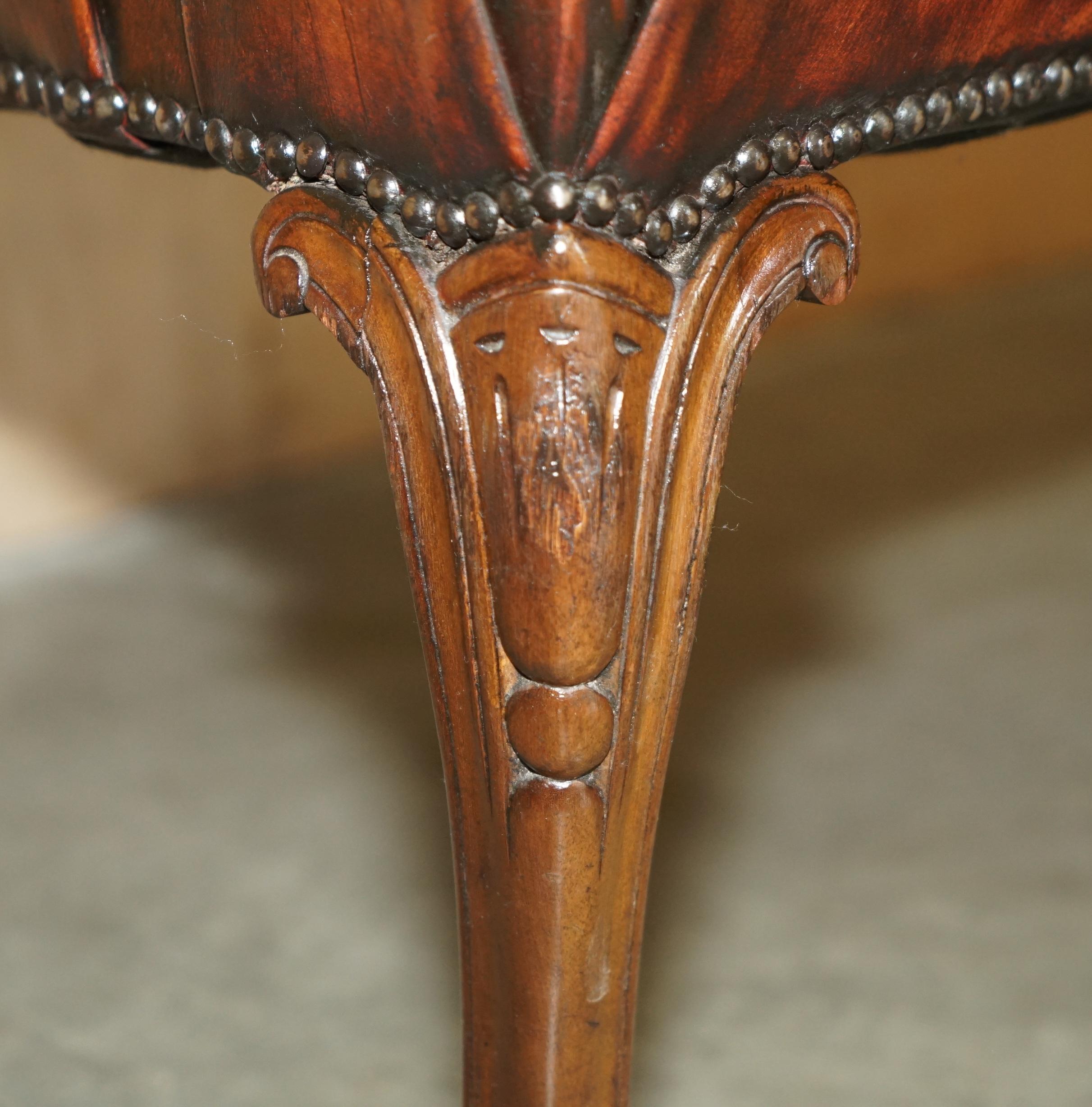 ANTiQUE VICTORIAN RESTORED HAND DYED CIGAR BROWN LEATHER OFFICE DESK CHAIR For Sale 4