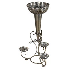 Antique Victorian Reticulated Silver Plate Epergne with Scroll Form Frame C1900