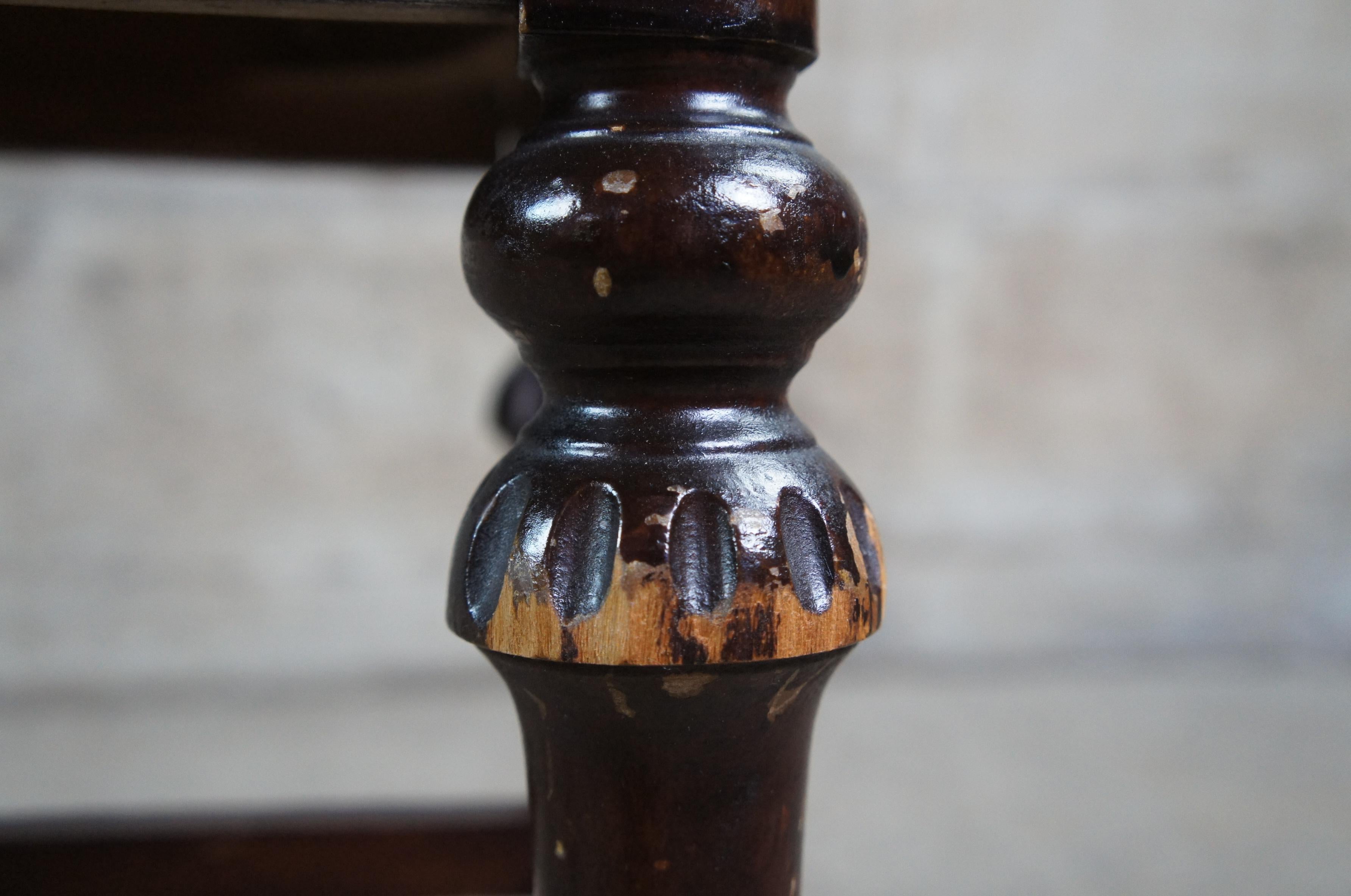 Antique Victorian Revival Walnut Foot Rest Stool Vanity Bench Seat 1
