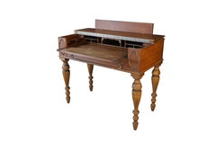 Antique Victorian Revival Walnut Spinet Writing Desk Secretary Library Table