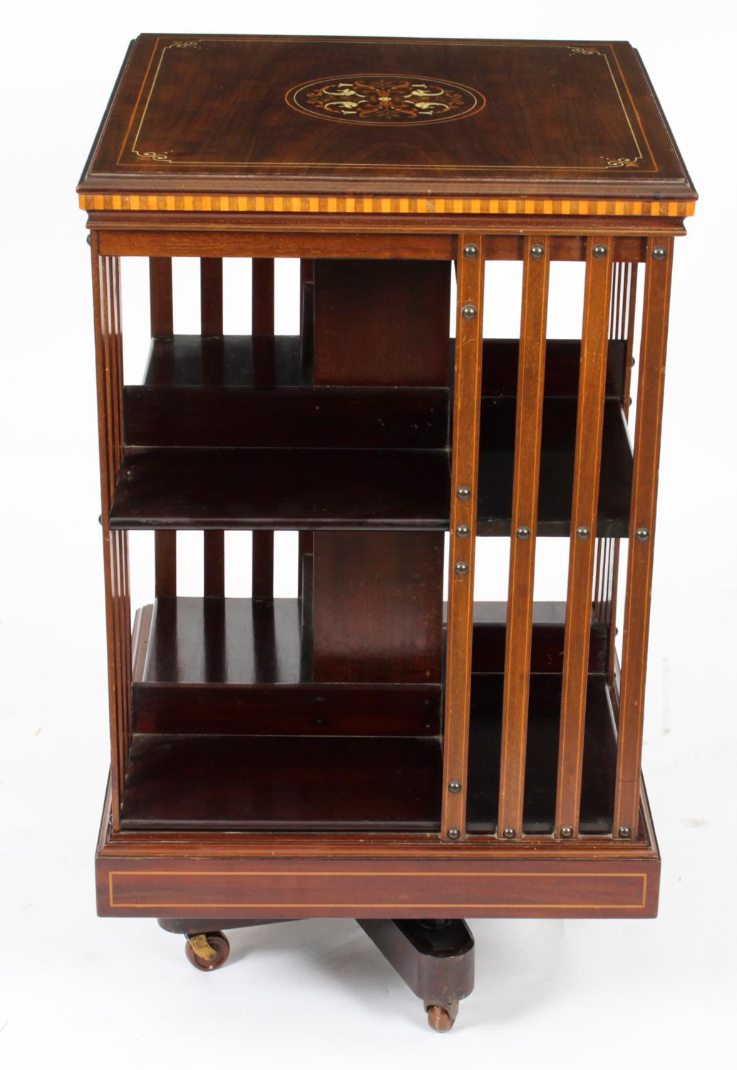 Antique Victorian Revolving Bookcase Flame Mahogany, 19th C In Good Condition For Sale In London, GB