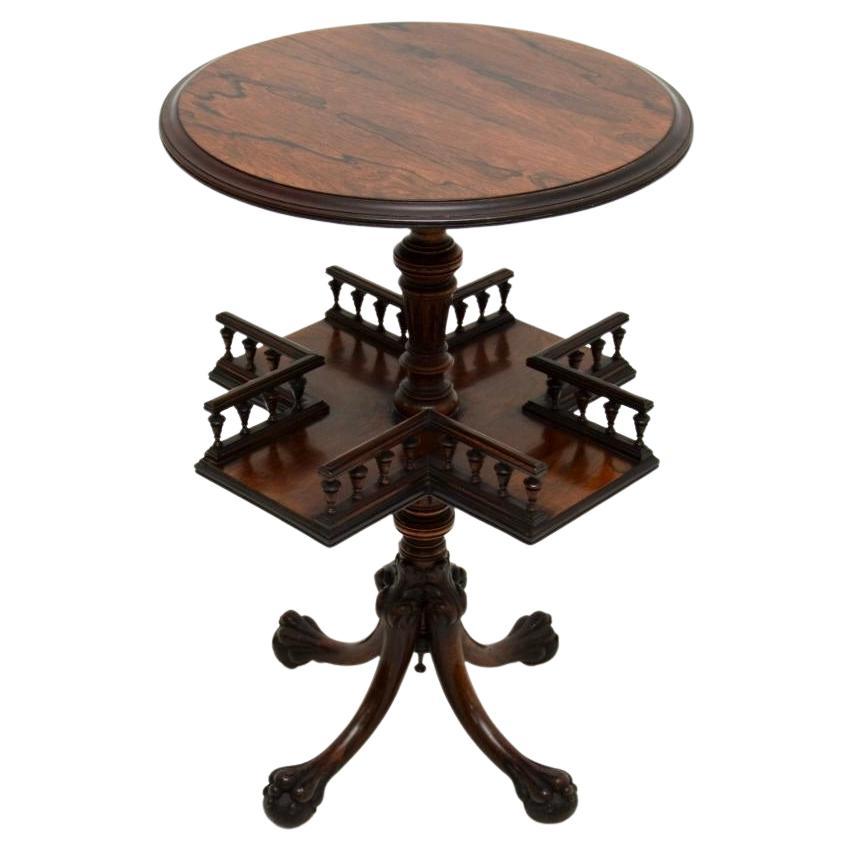 Ancienne bibliothèque/table d'appoint victorienne tournante en vente