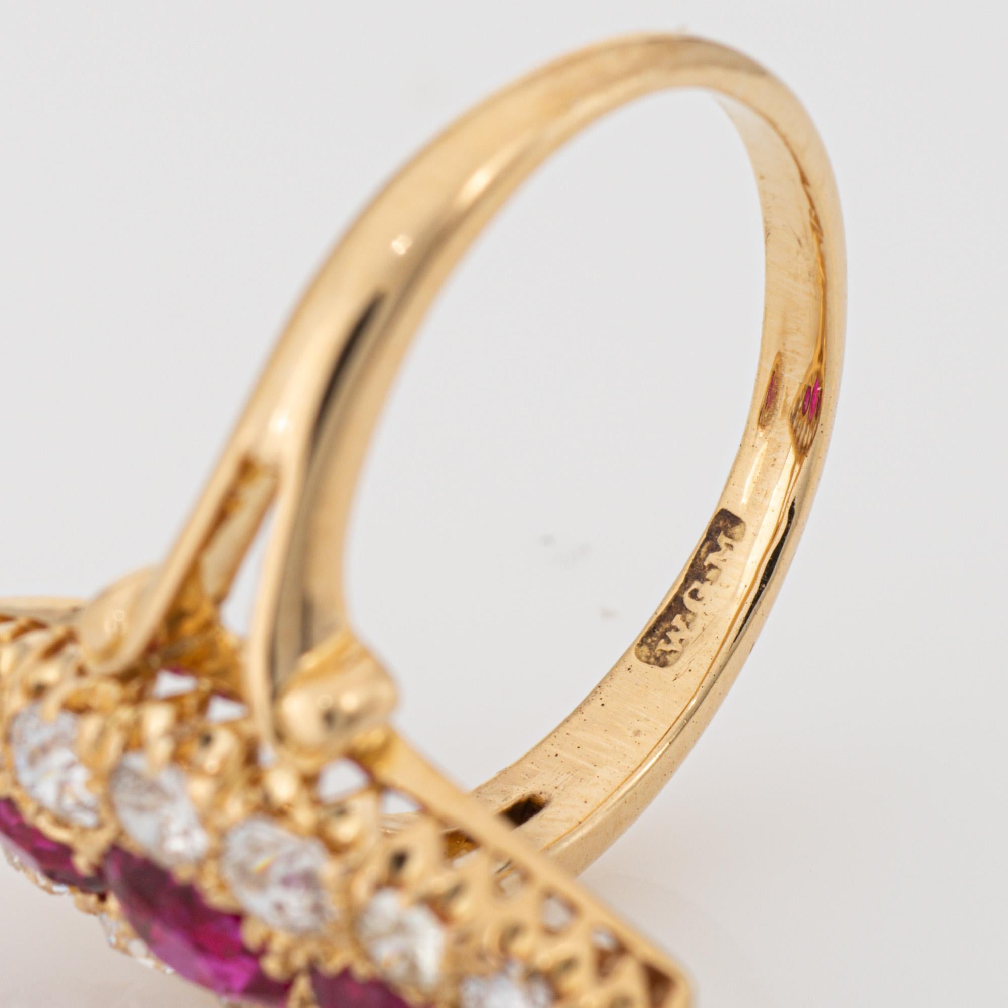 Antique Victorian Ring Diamond Burma Ruby 18k Yellow Gold Navette Sz 6 Jewelry For Sale 2