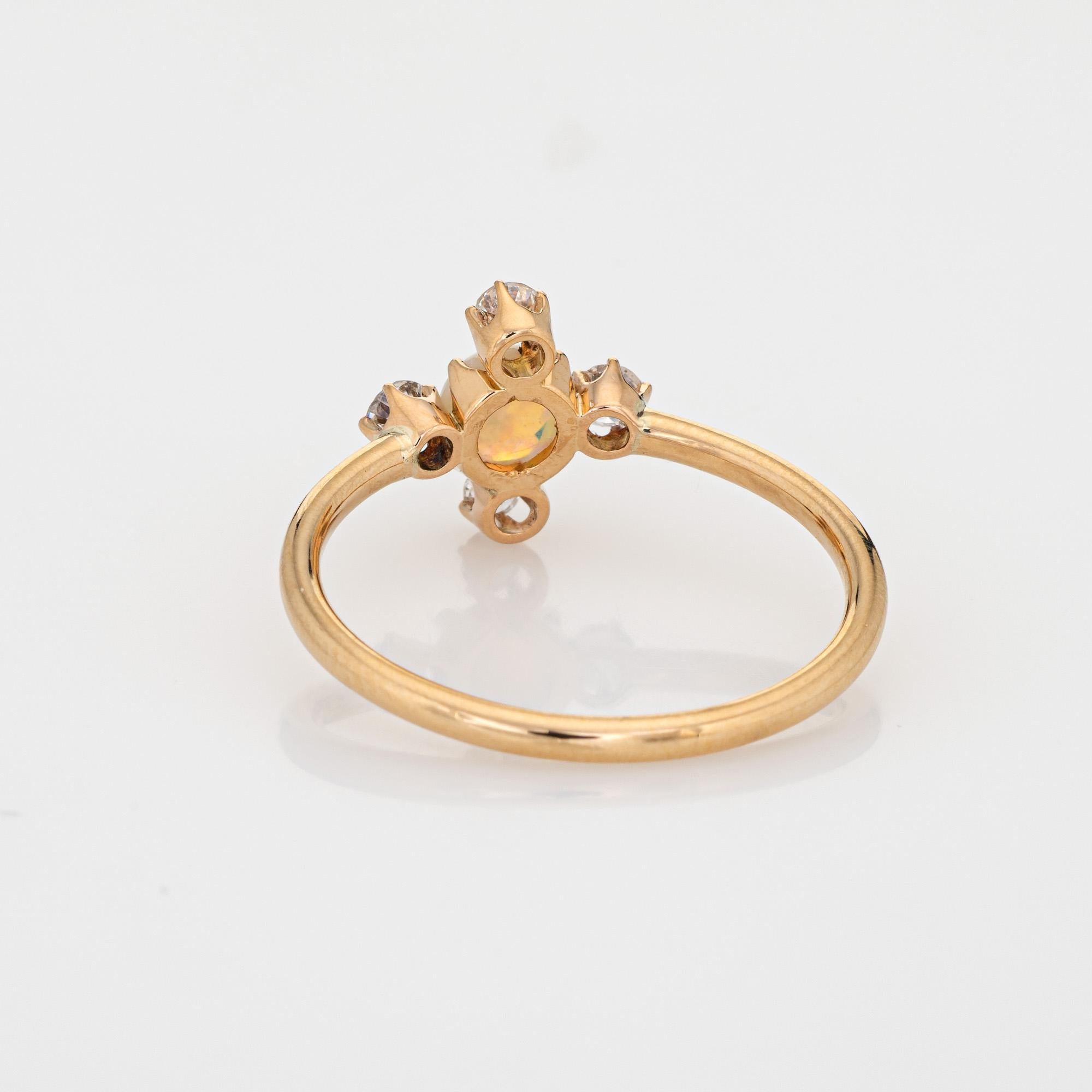 Women's Antique Victorian Ring Opal Mine Cut Diamond Conversion Band 14k Yellow Gold