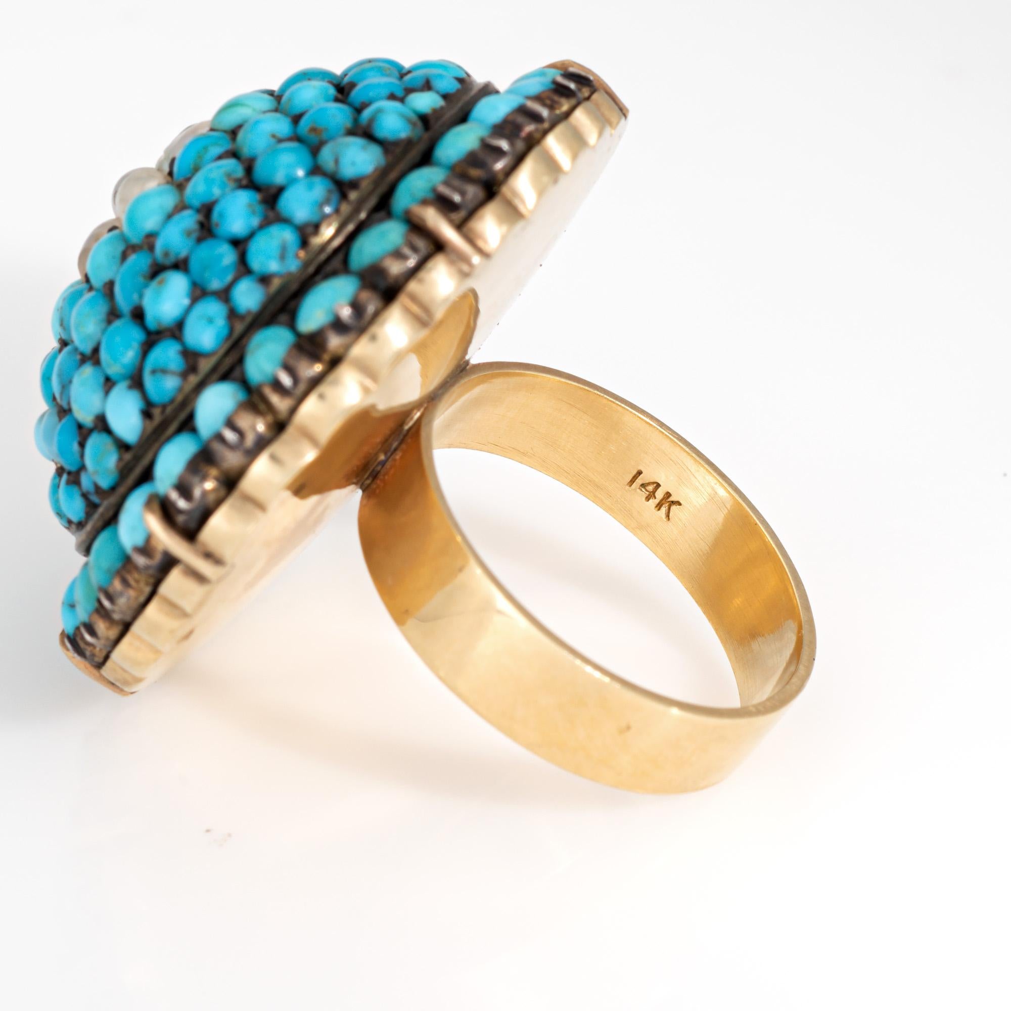 Bague Victorienne Ancienne Turquoise Perle Dôme Or Jaune Bijoux de Conversion 7.25 en vente 2