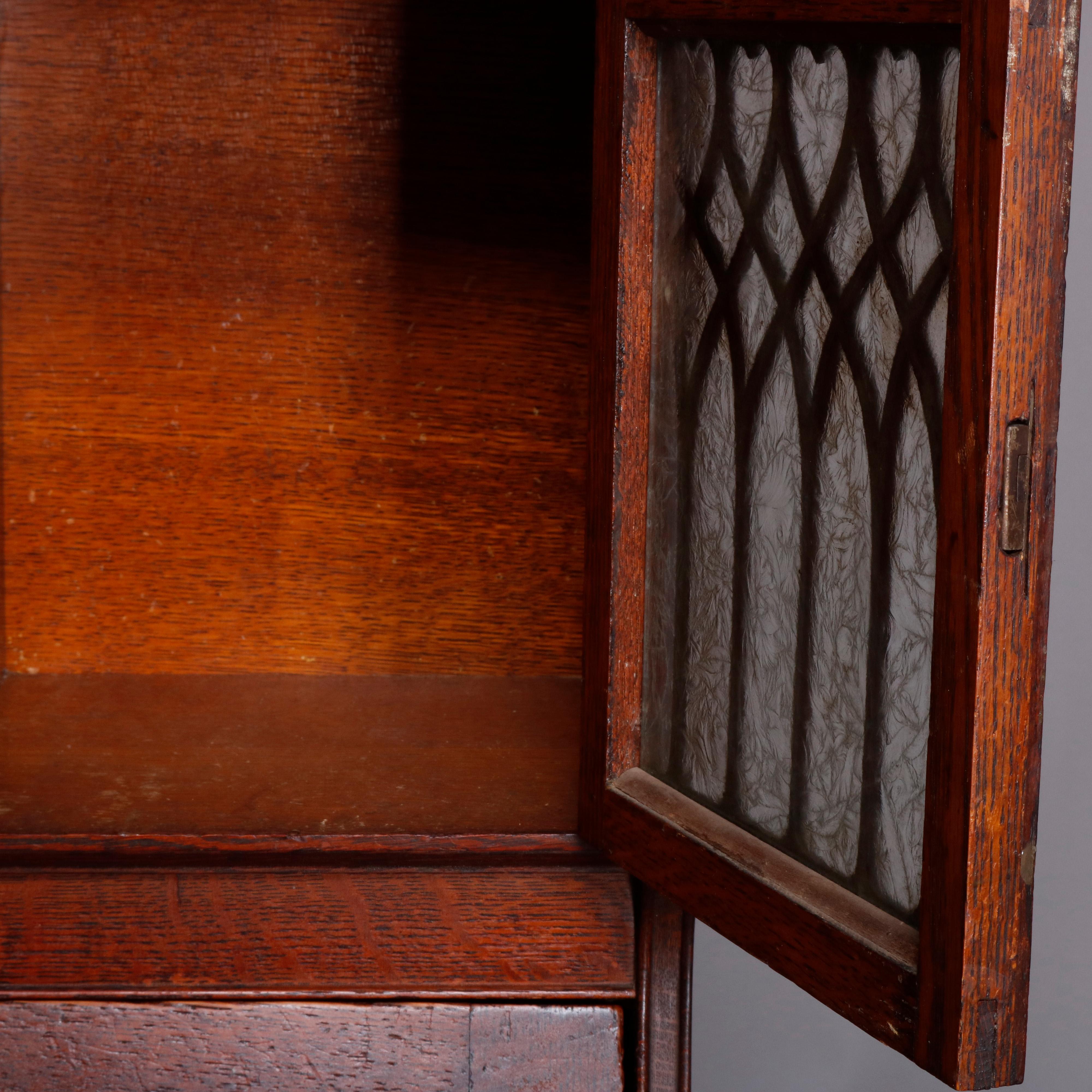 Antique Victorian R.J. Horner Style Victorian Carved Oak Secretary Bookcase 2