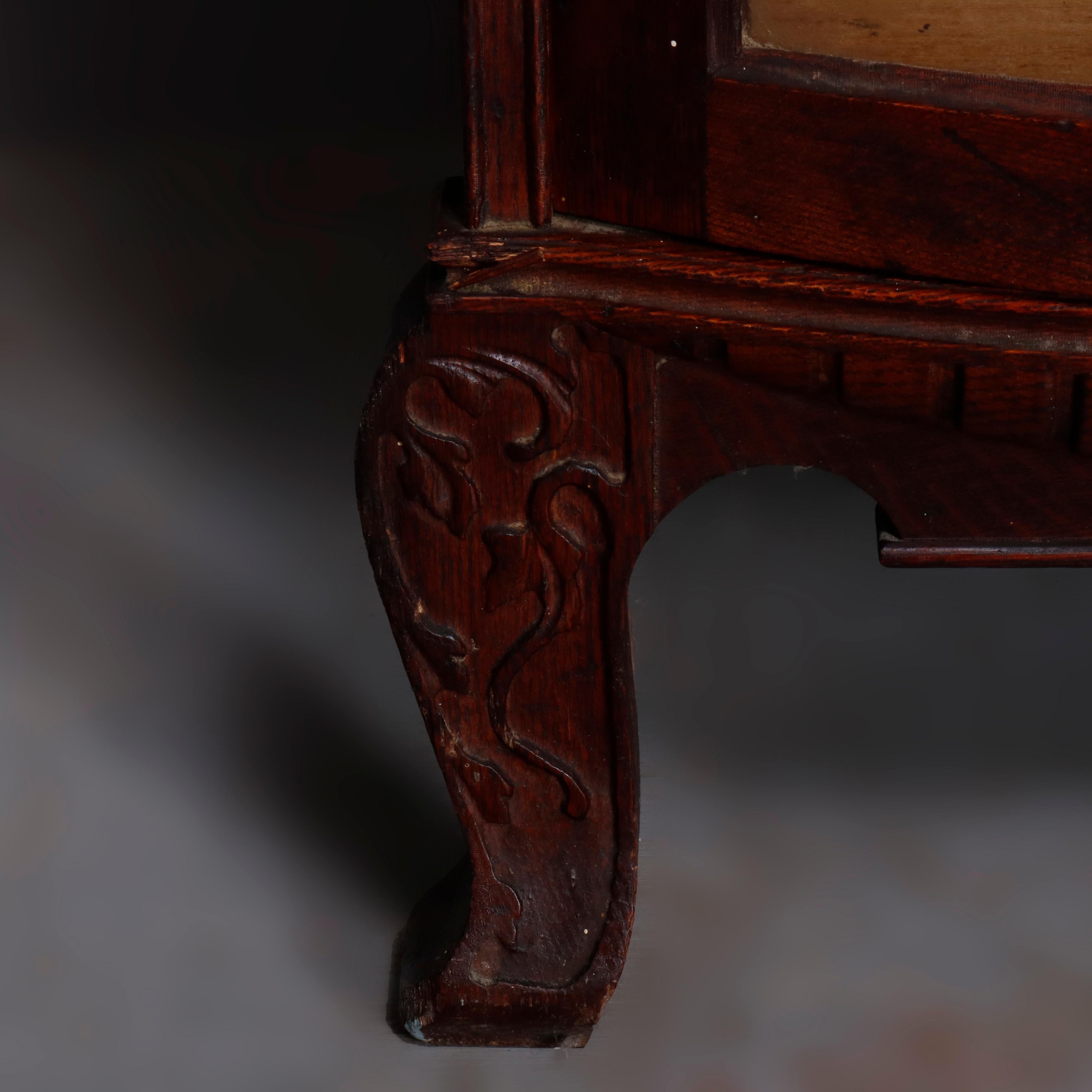 Antique Victorian R.J. Horner Style Victorian Carved Oak Secretary Bookcase 5