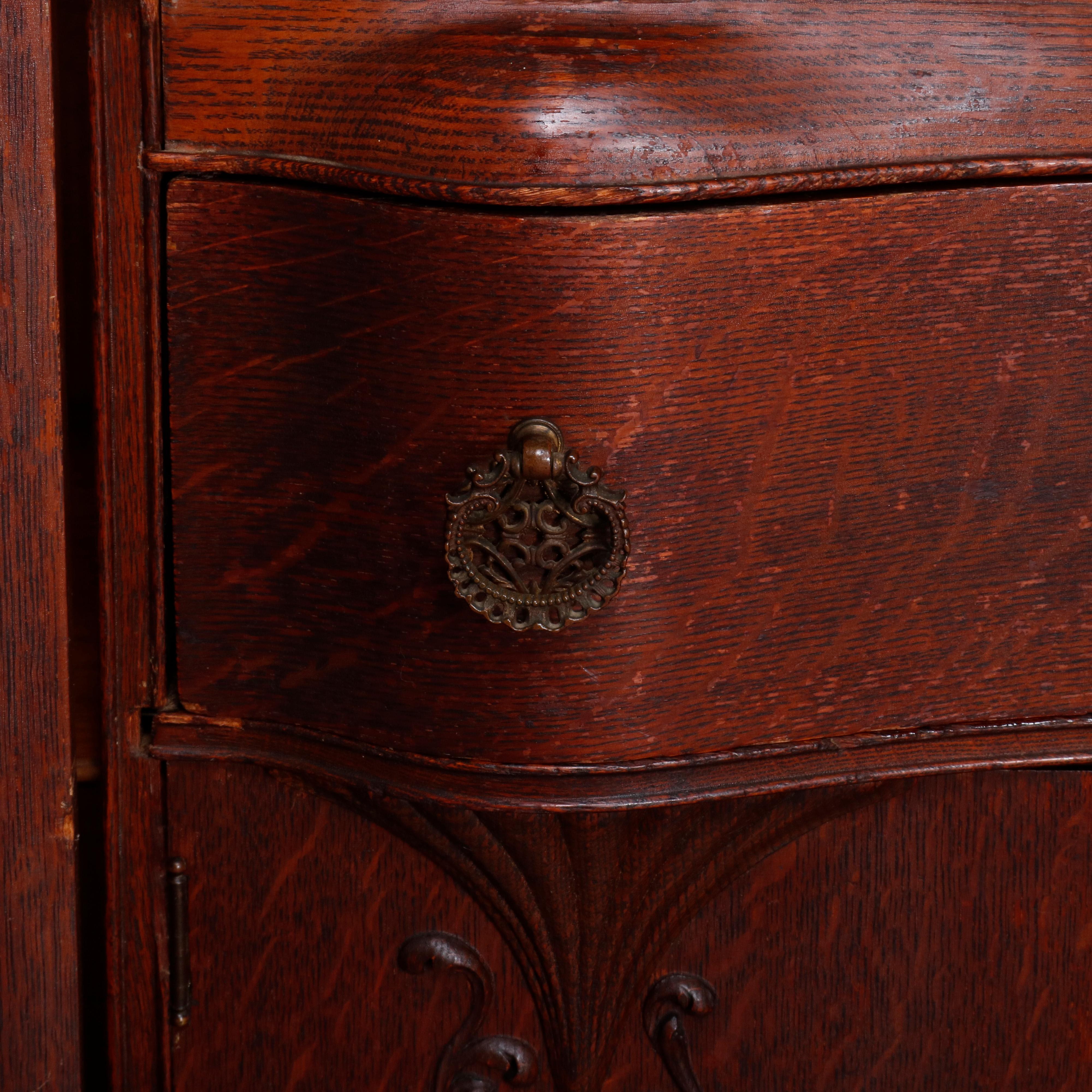 Antique Victorian R.J. Horner Style Victorian Carved Oak Secretary Bookcase 6
