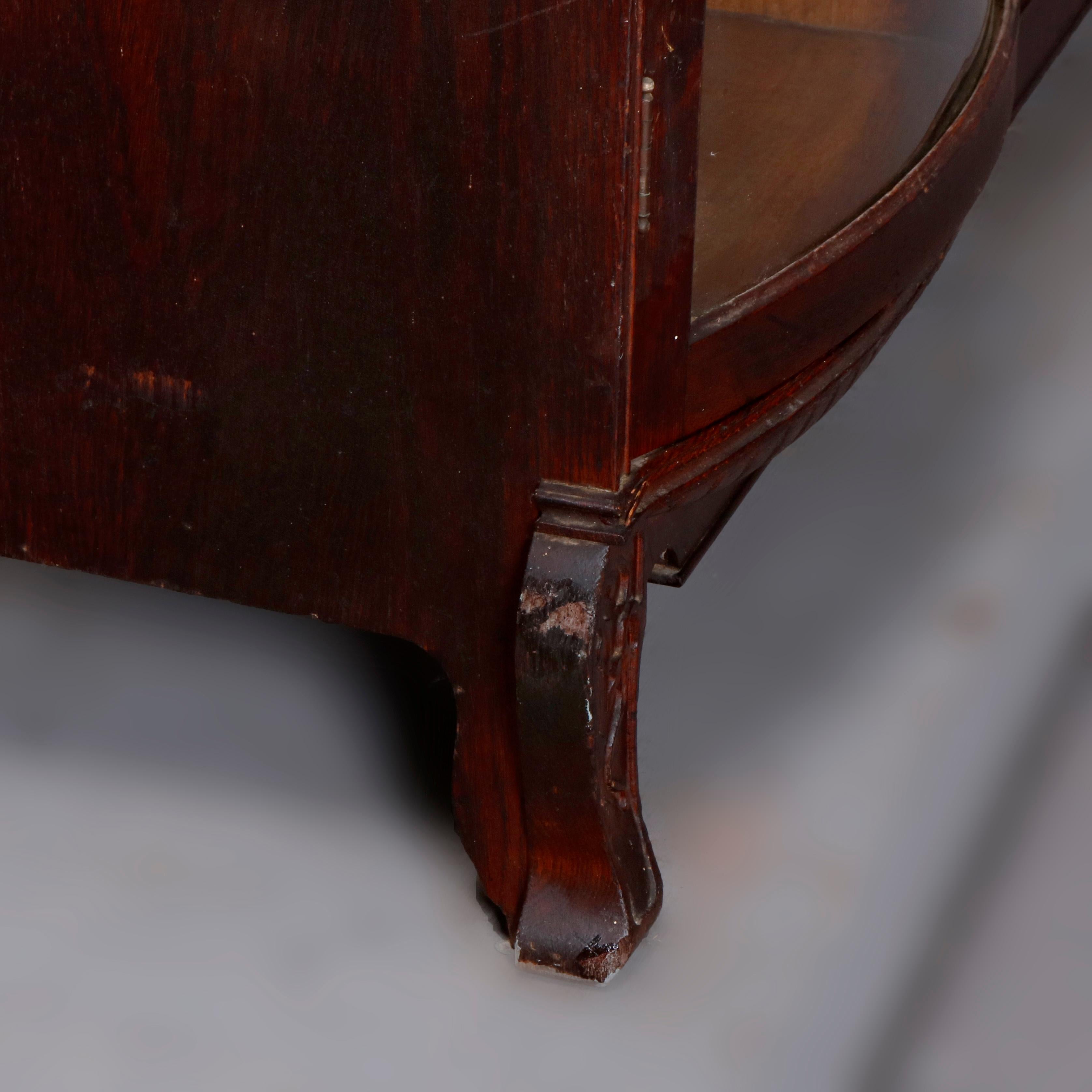 Beveled Antique Victorian R.J. Horner Style Victorian Carved Oak Secretary Bookcase