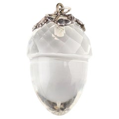 Antique Victorian Rock crystal acorn pendant, sterling silver 