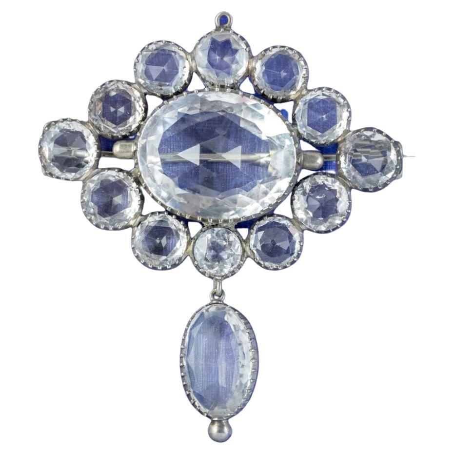 Antike viktorianische Bergkristall-Brosche, Silber, um 1880