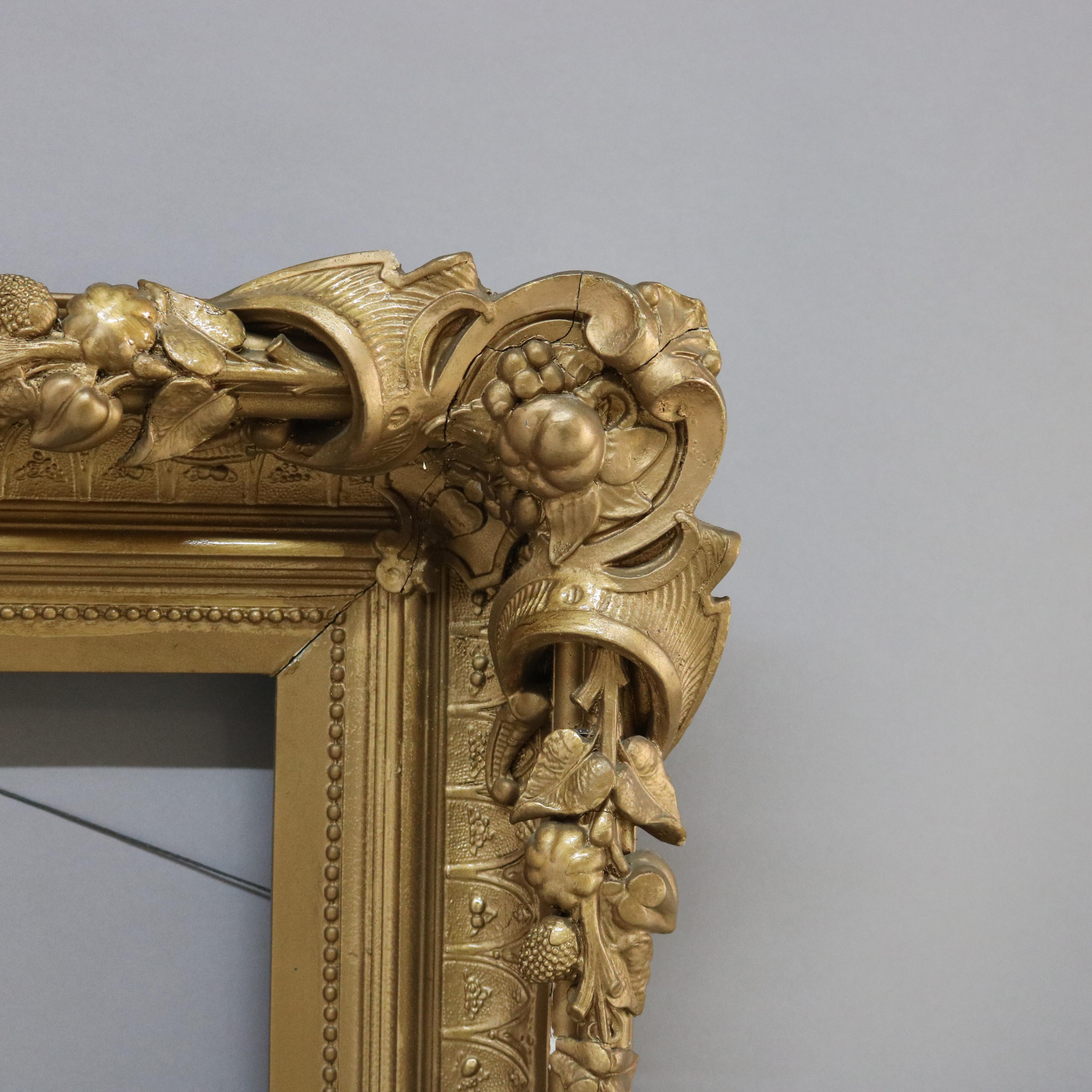 Ancien cadre victorien rococo en bois sculpté et doré C1880 Bon état - En vente à Big Flats, NY