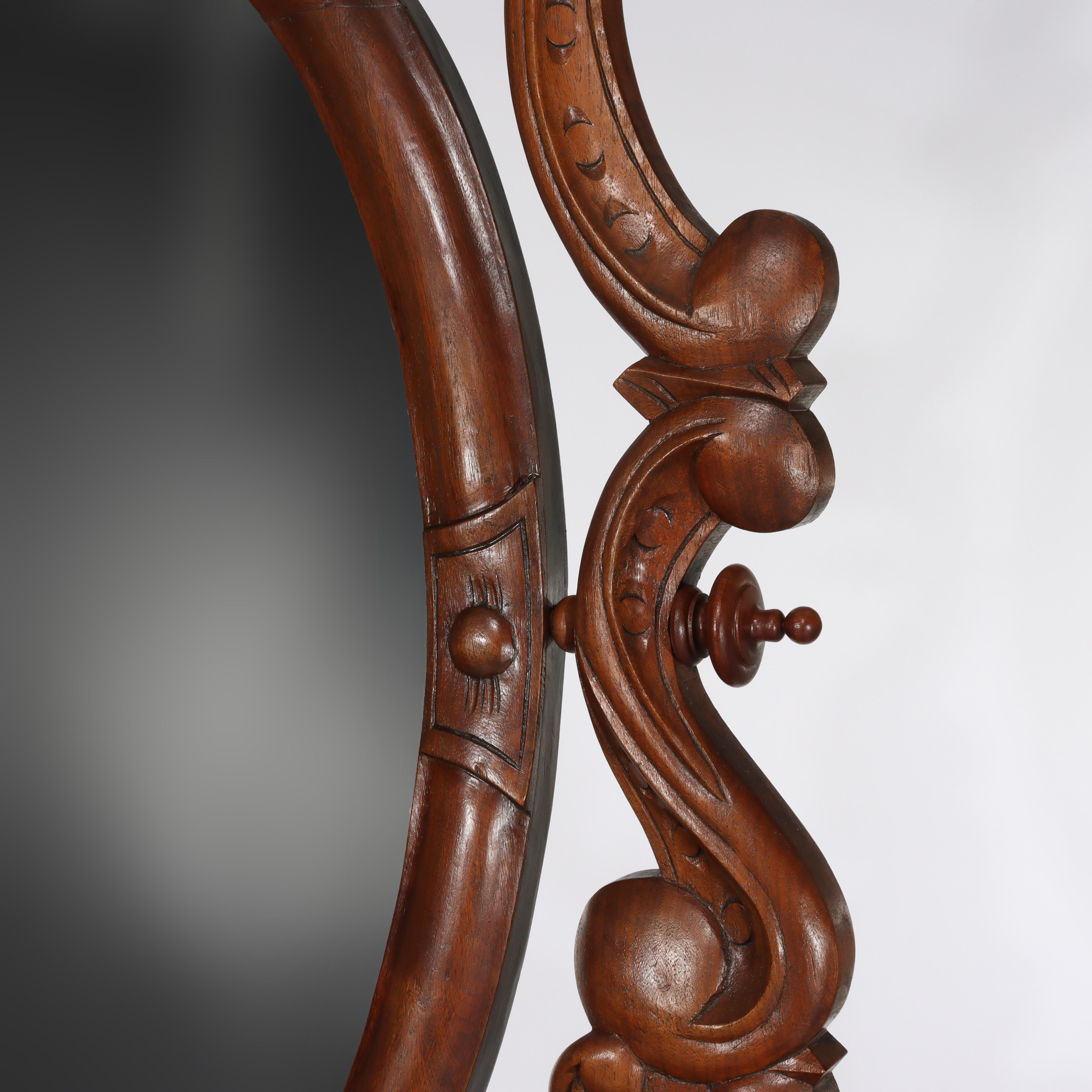 Ancienne commode victorienne rococo en noyer sculpté avec miroir c1890 en vente 7