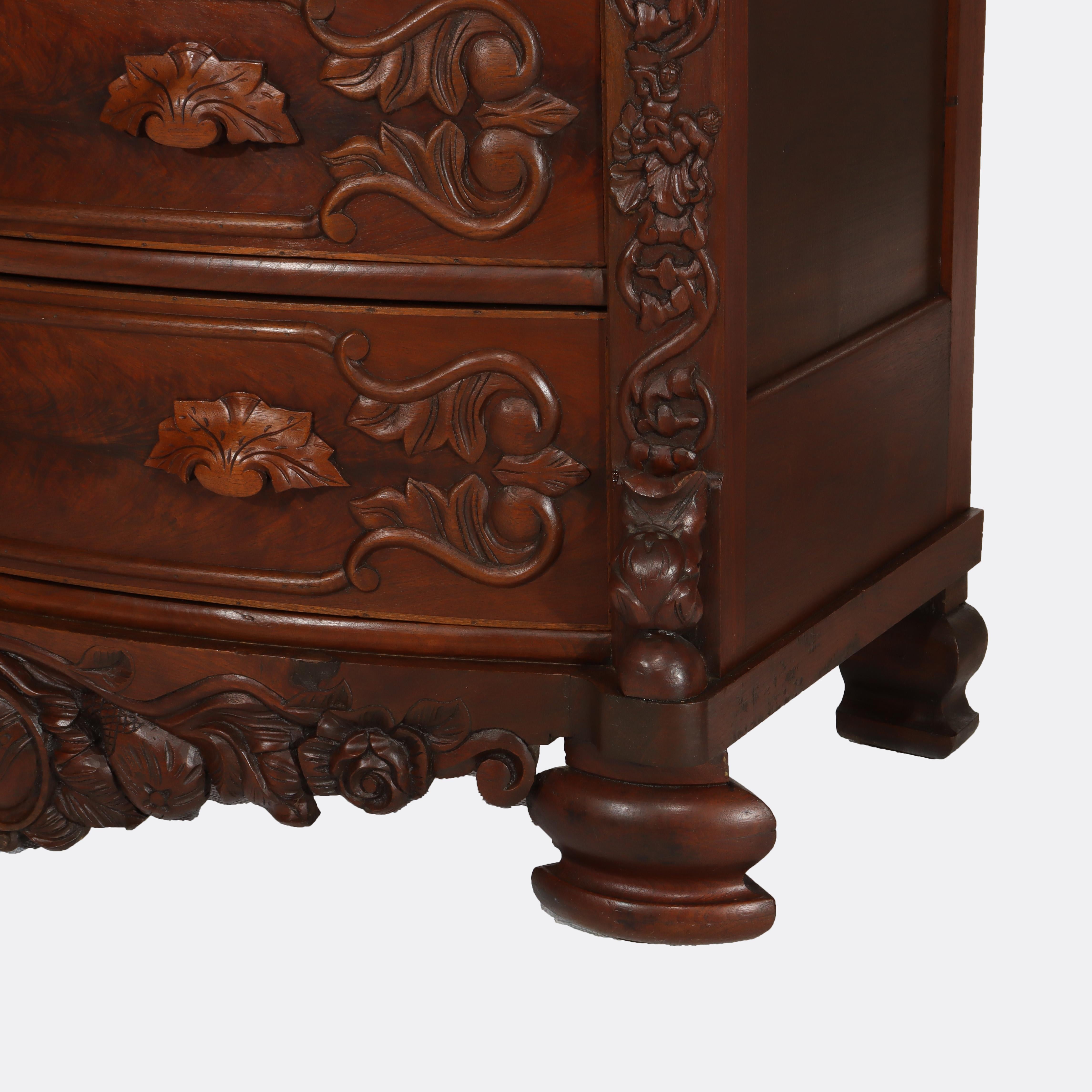 Ancienne commode victorienne rococo en noyer sculpté avec miroir c1890 Bon état - En vente à Big Flats, NY