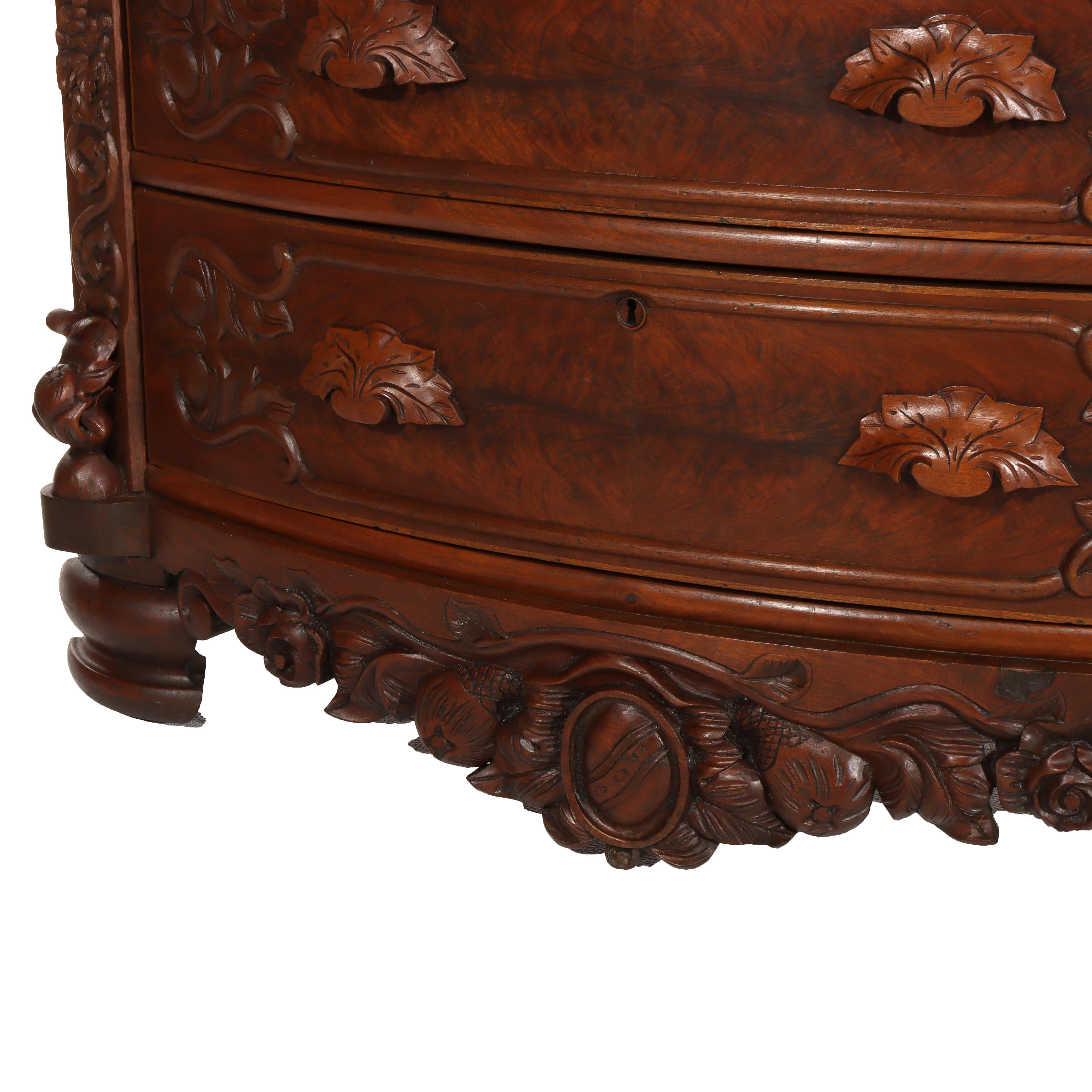 XIXe siècle Ancienne commode victorienne rococo en noyer sculpté avec miroir c1890 en vente