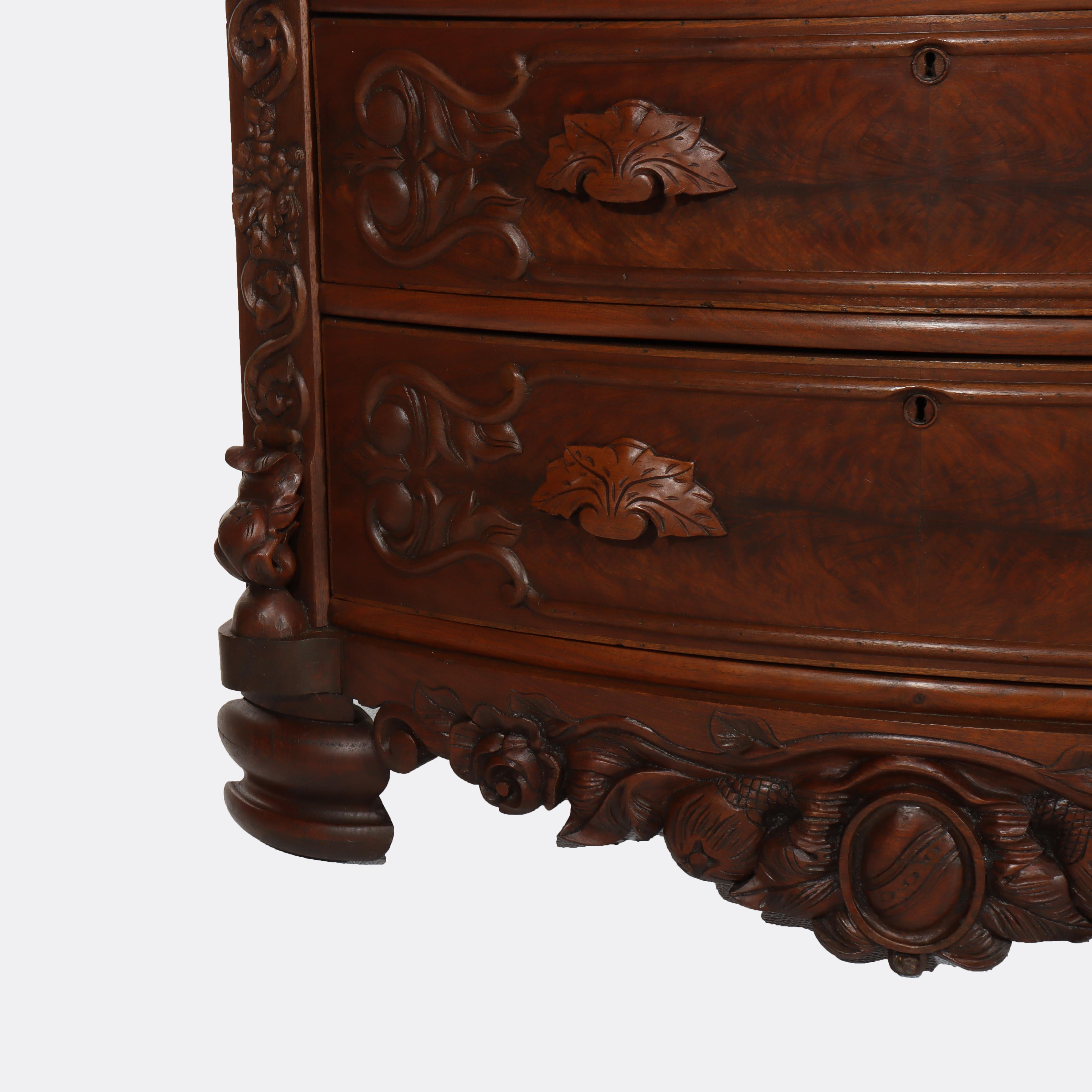 Ancienne commode victorienne rococo en noyer sculpté avec miroir c1890 en vente 2