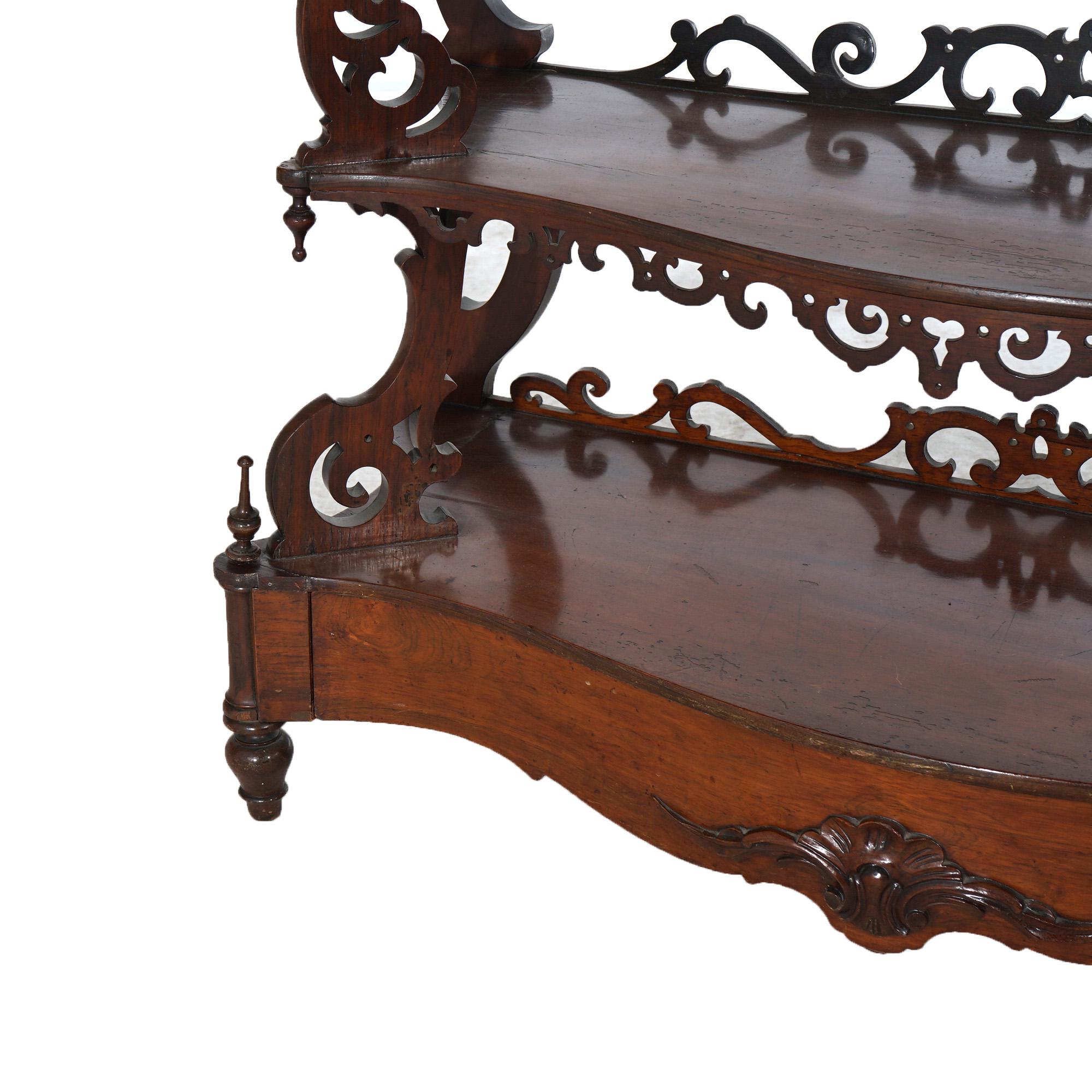 Antique Victorian Rococo Carved Walnut Rosewood Mirrored Etagere c1880 For Sale 11