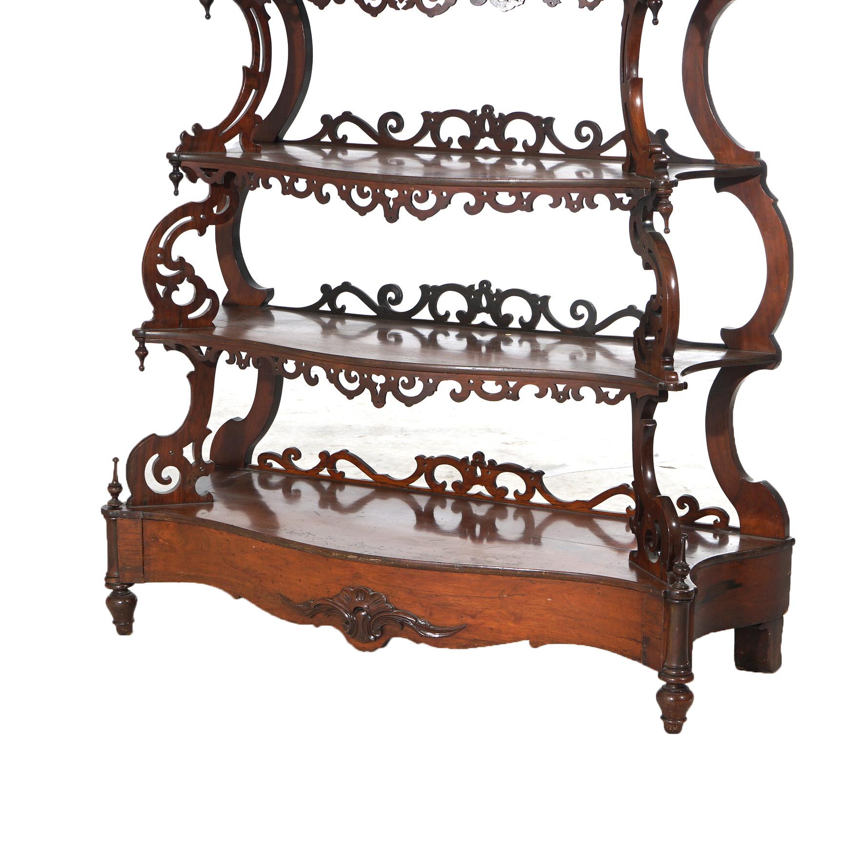 Antique Victorian Rococo Carved Walnut Rosewood Mirrored Etagere c1880 For Sale 15