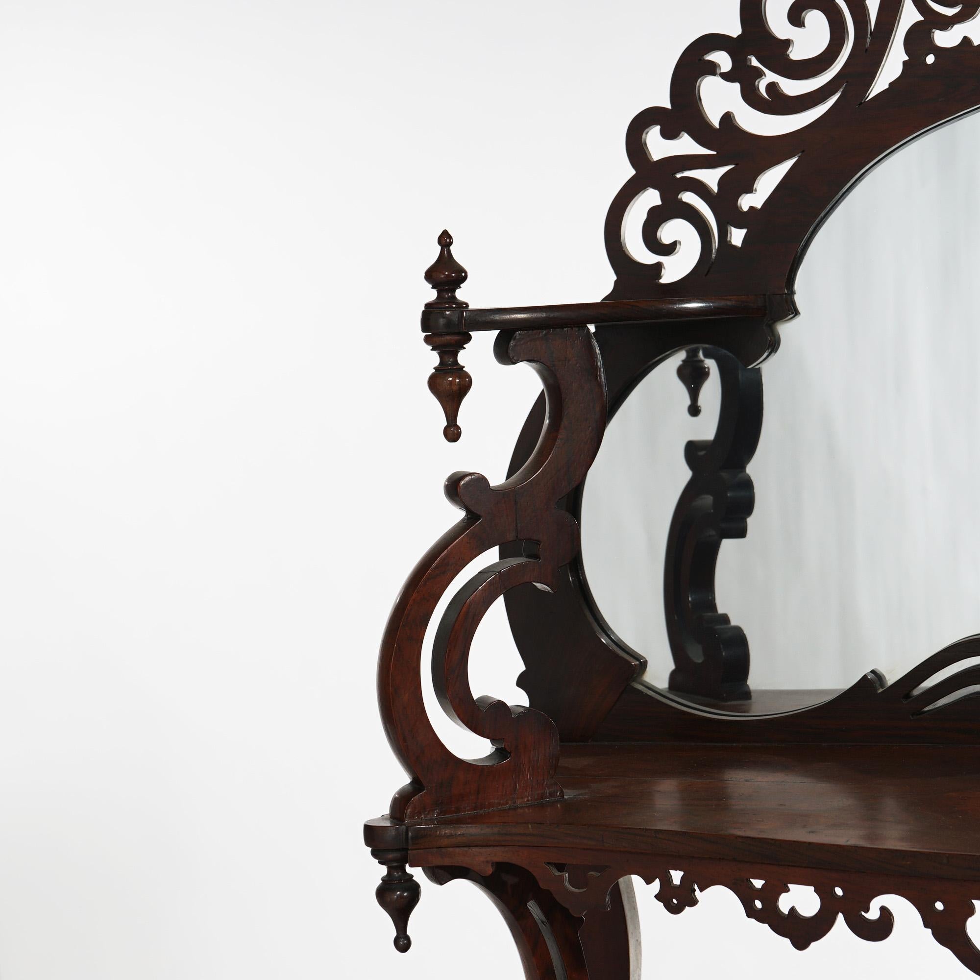 Antique Victorian Rococo Carved Walnut Rosewood Mirrored Etagere c1880 For Sale 1