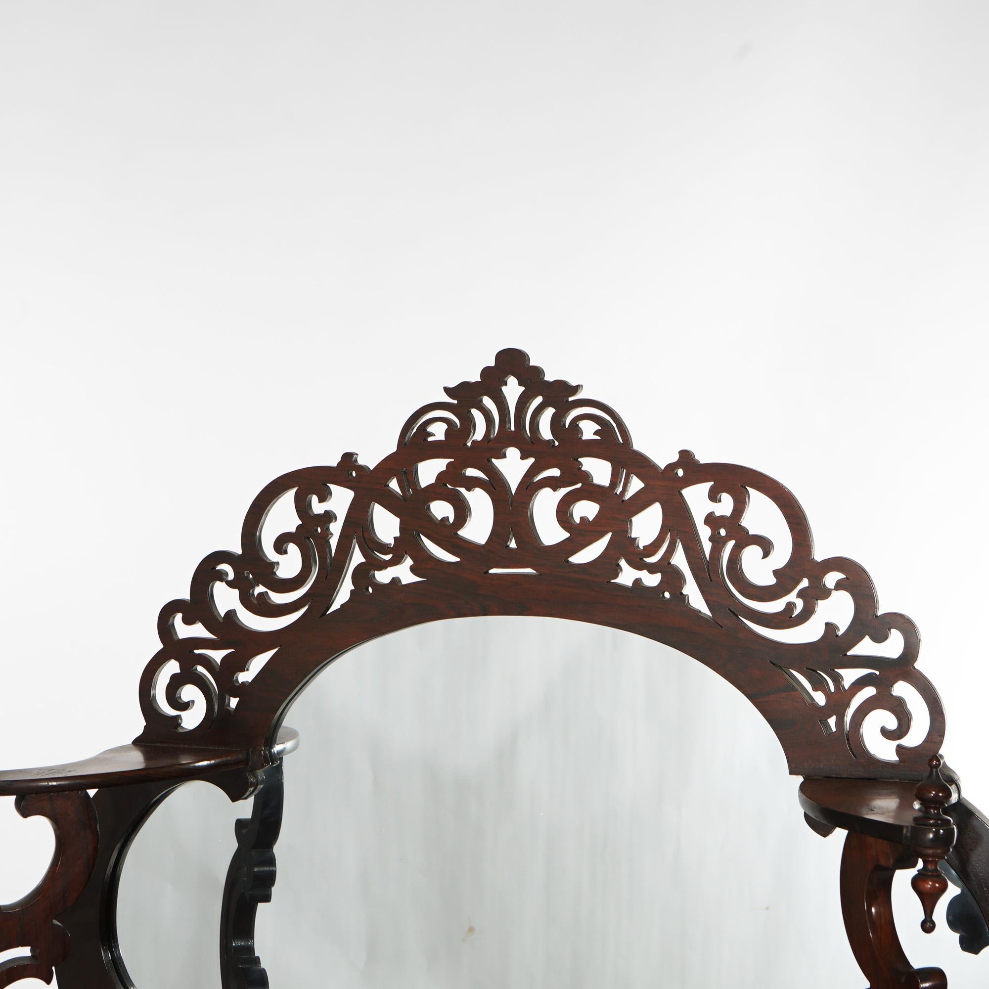 Antique Victorian Rococo Carved Walnut Rosewood Mirrored Etagere c1880 For Sale 2