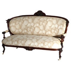 Antique Victorian Rococo Carved Walnut Sofa C1880