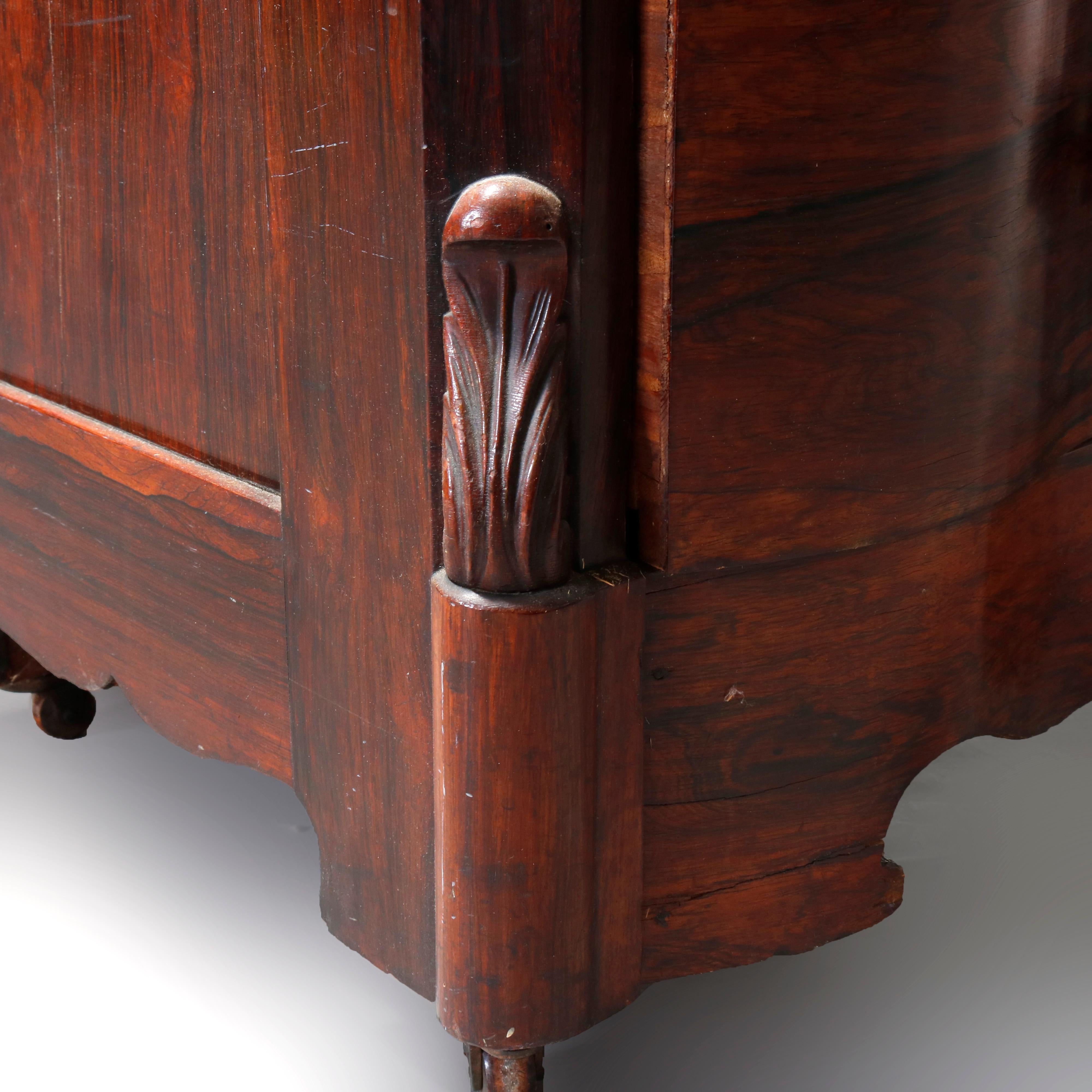 American Antique Victorian Rococo Revival Carved Rosewood Marble-Top Dresser, circa 1860