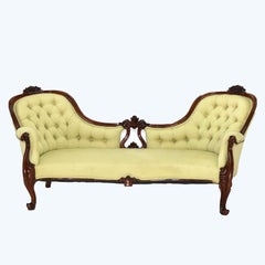 Antike viktorianische Rokoko Revival geschnitzt Nussbaum Knopf-Rückseite Sofa C1880