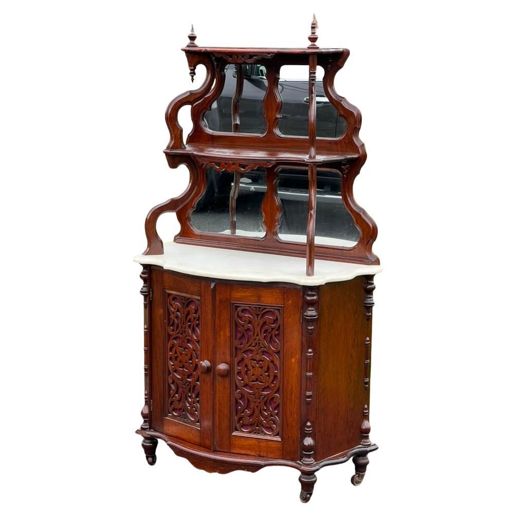 Antigua estantería victoriana de mármol de estilo rococó en venta
