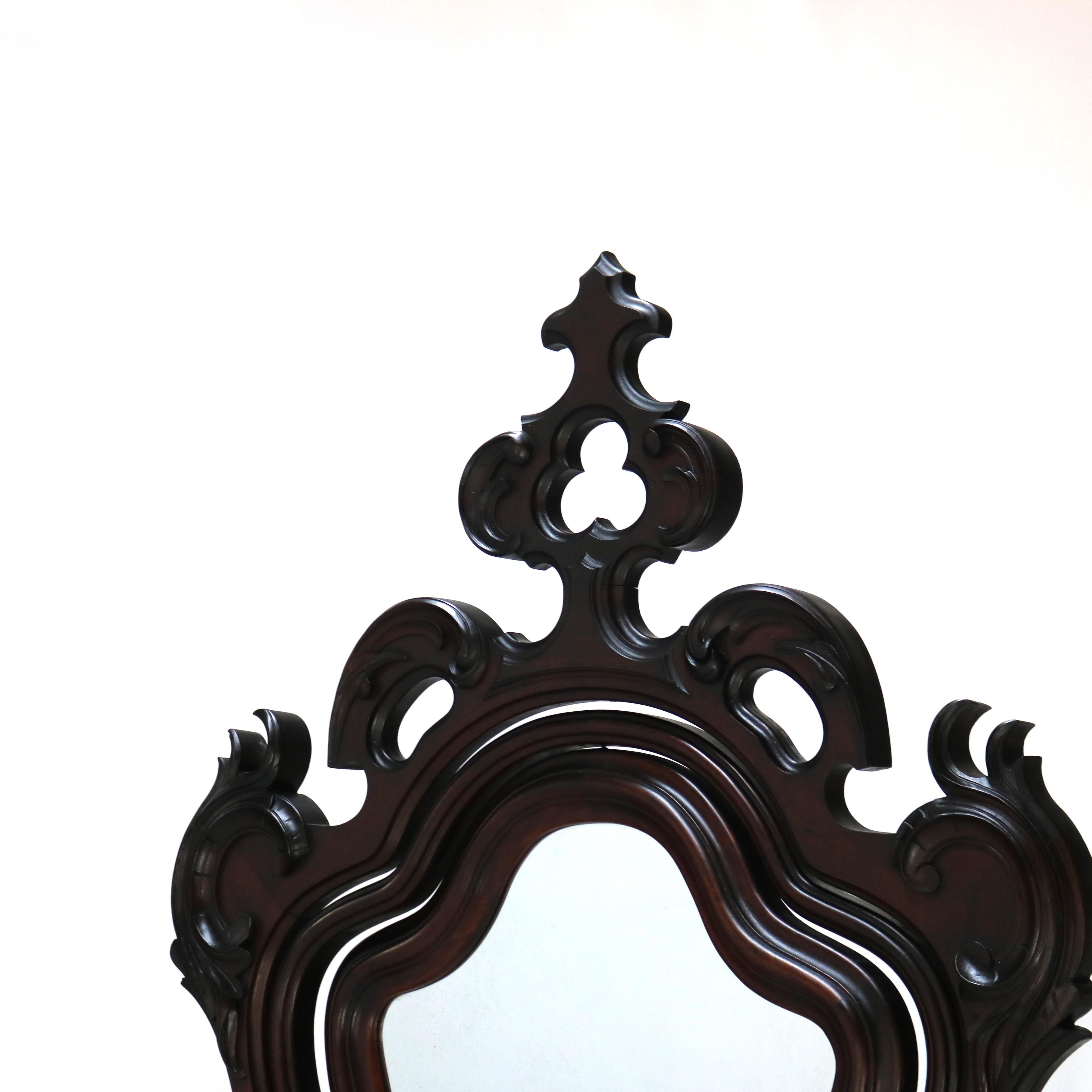 19th Century Antique Victorian Rococo Revival Walnut Marble Top Four-Drawer Dresser For Sale