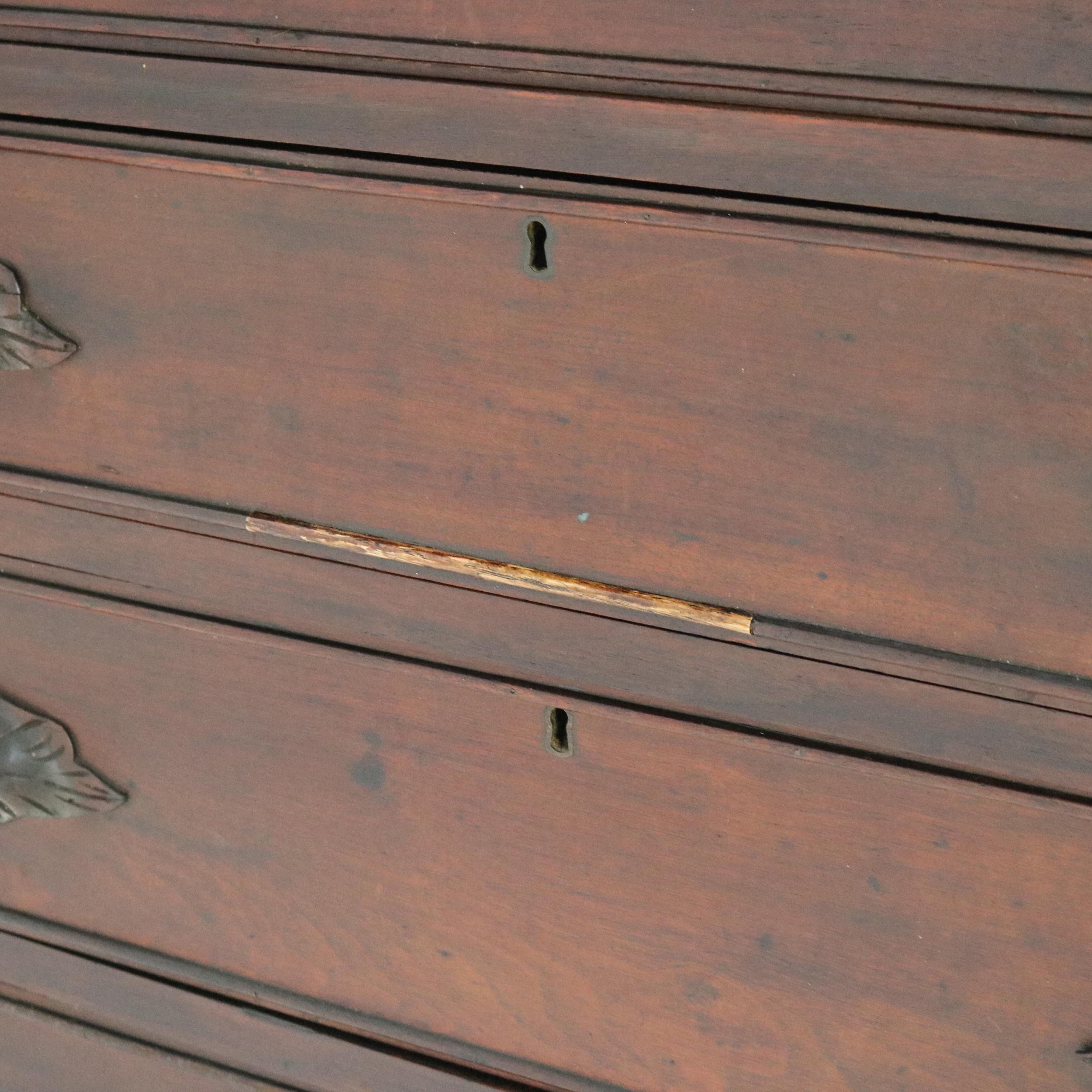 Antique Victorian Rococo Revival Walnut Marble Top Four-Drawer Dresser For Sale 5