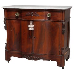Antique Victorian Rococo Rosewood and Marble Top Commode, circa 1860