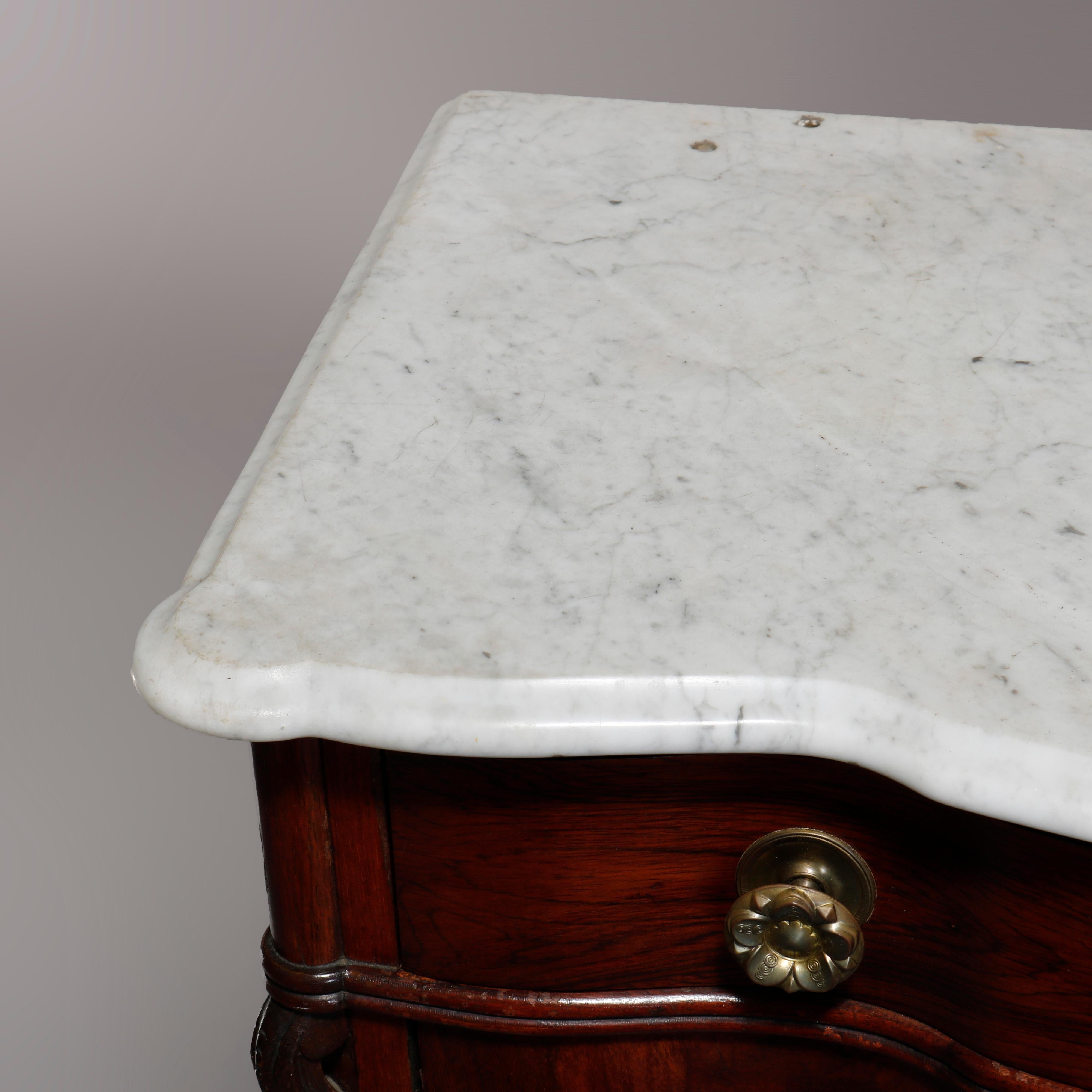 Antique Victorian Rococo Rosewood and Marble Top Commode, circa 1860 4