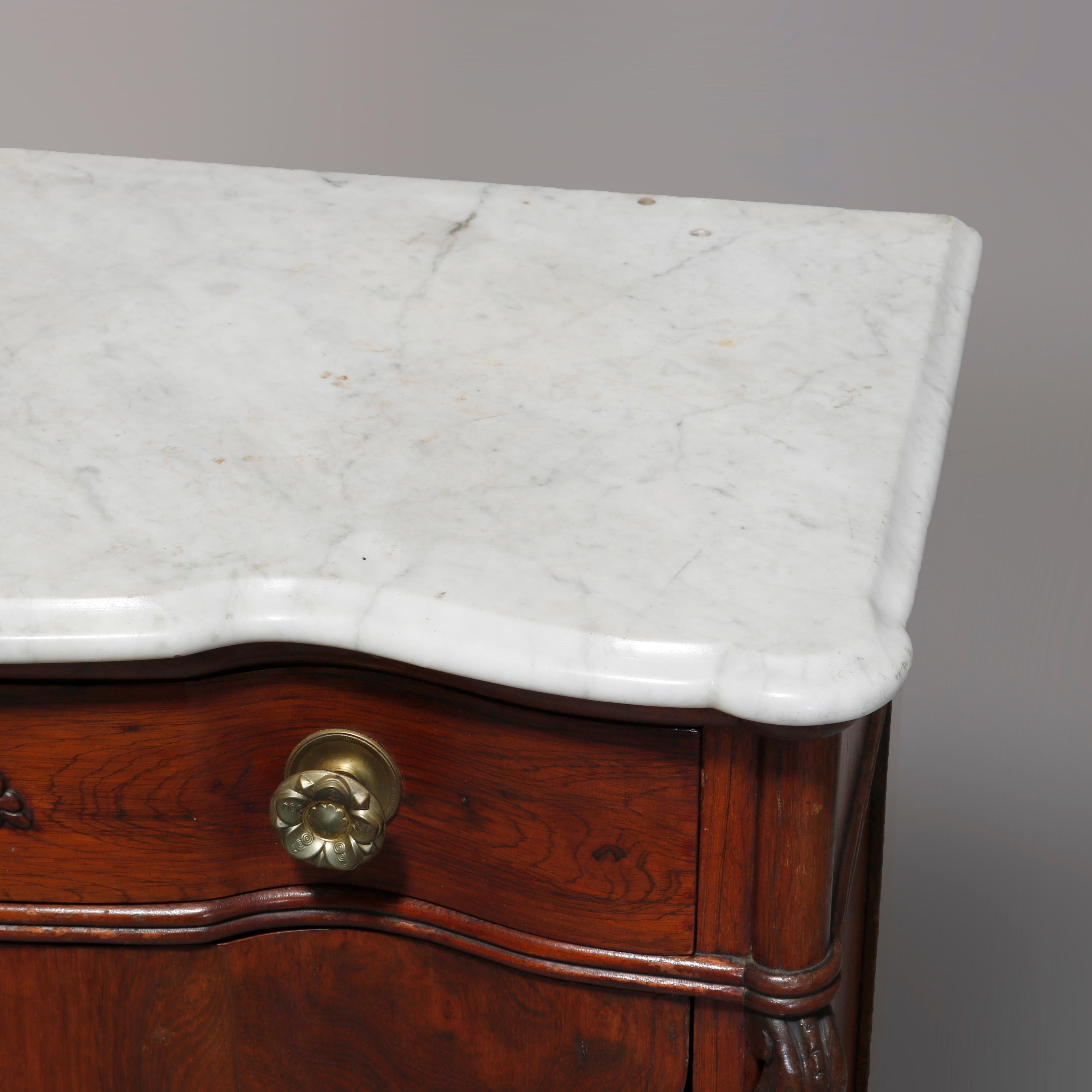 Antique Victorian Rococo Rosewood and Marble Top Commode, circa 1860 5