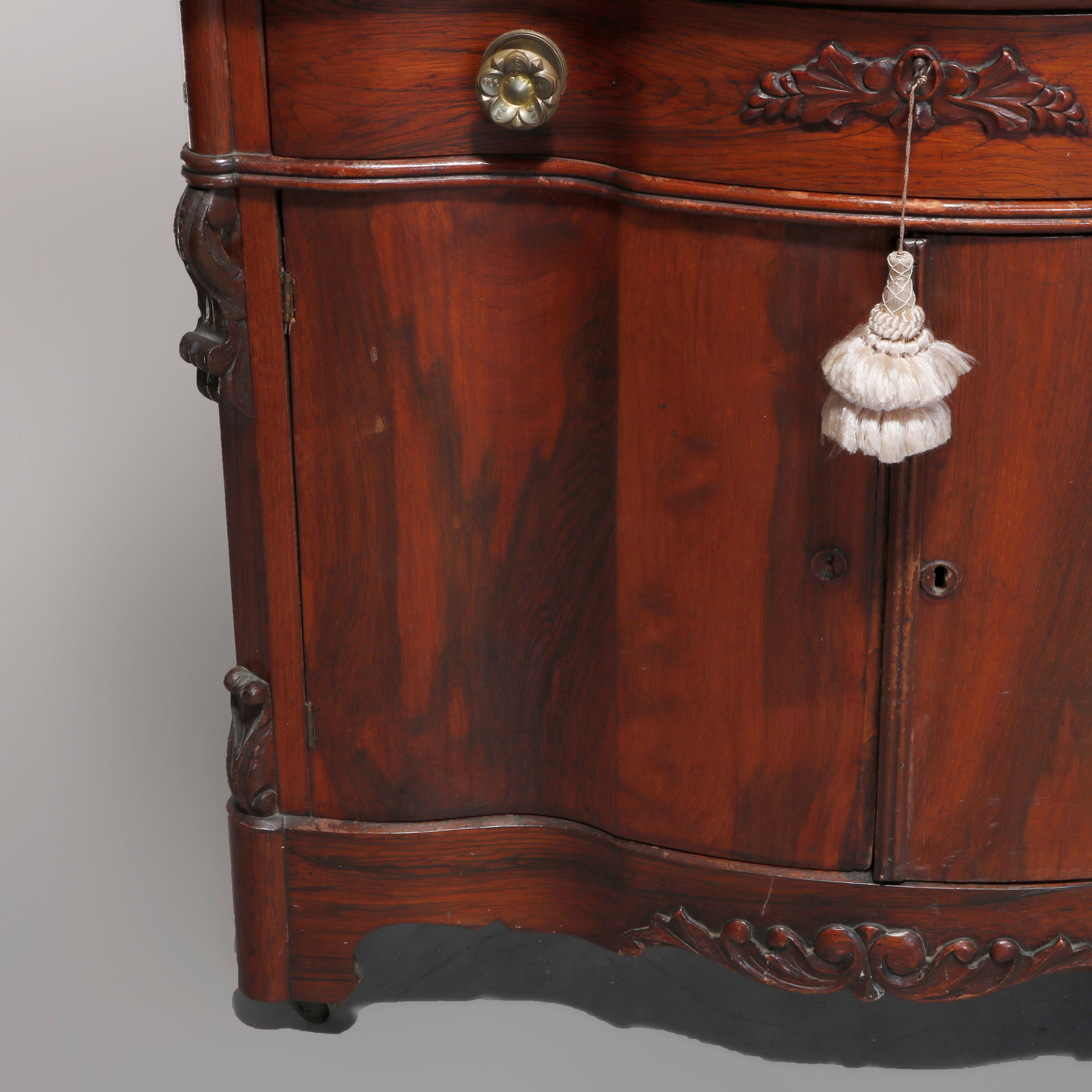 Antique Victorian Rococo Rosewood and Marble Top Commode, circa 1860 6