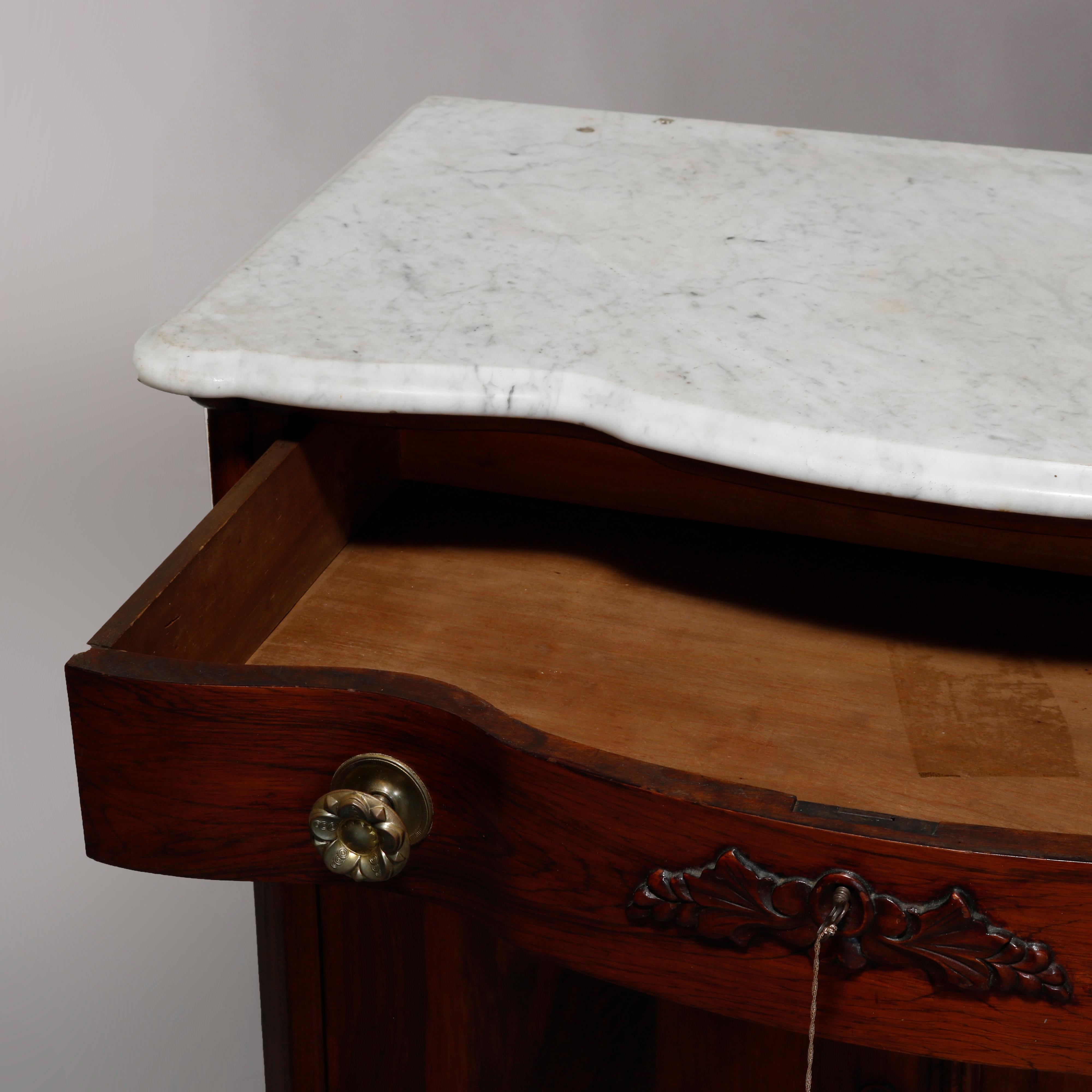 Antique Victorian Rococo Rosewood and Marble Top Commode, circa 1860 8