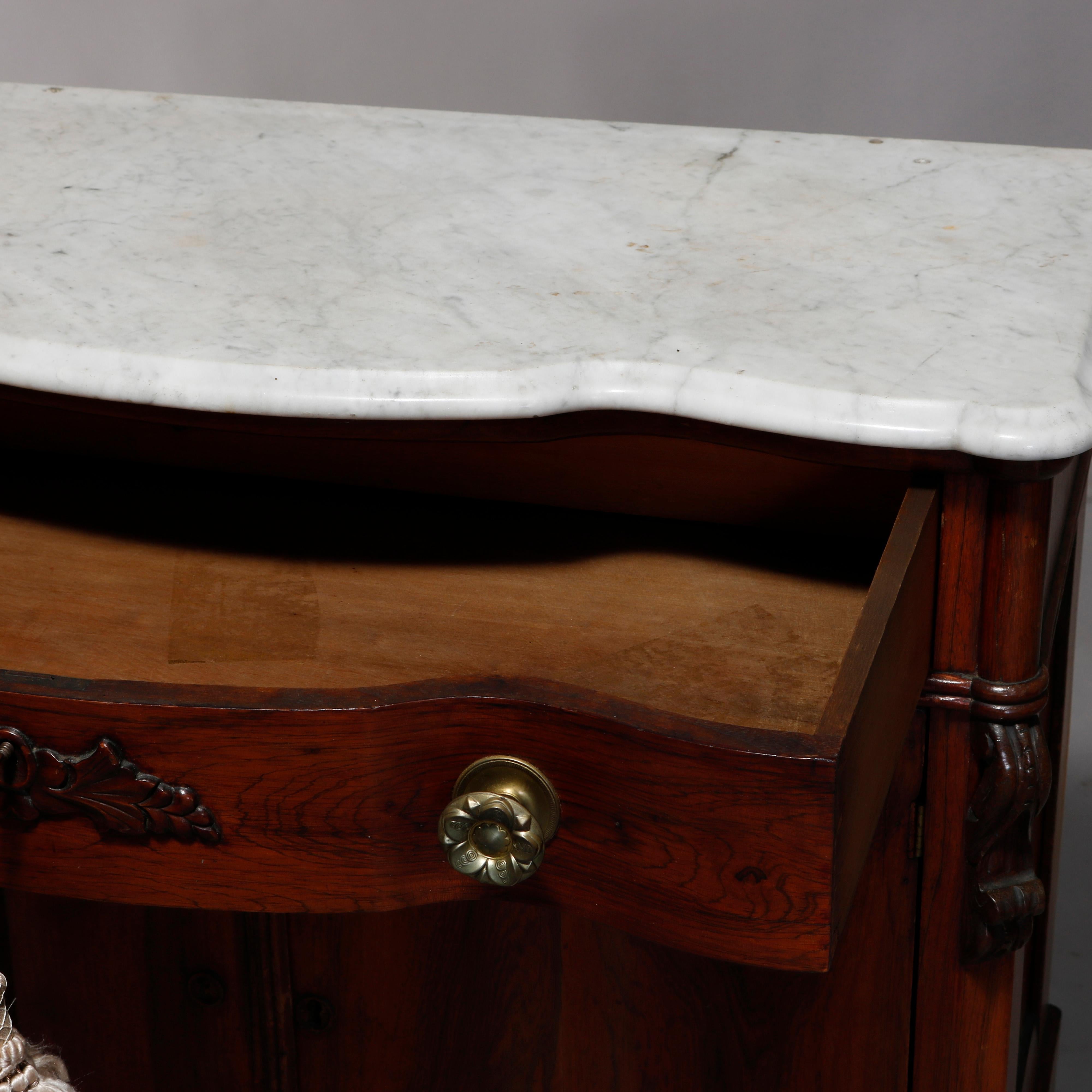 Antique Victorian Rococo Rosewood and Marble Top Commode, circa 1860 9