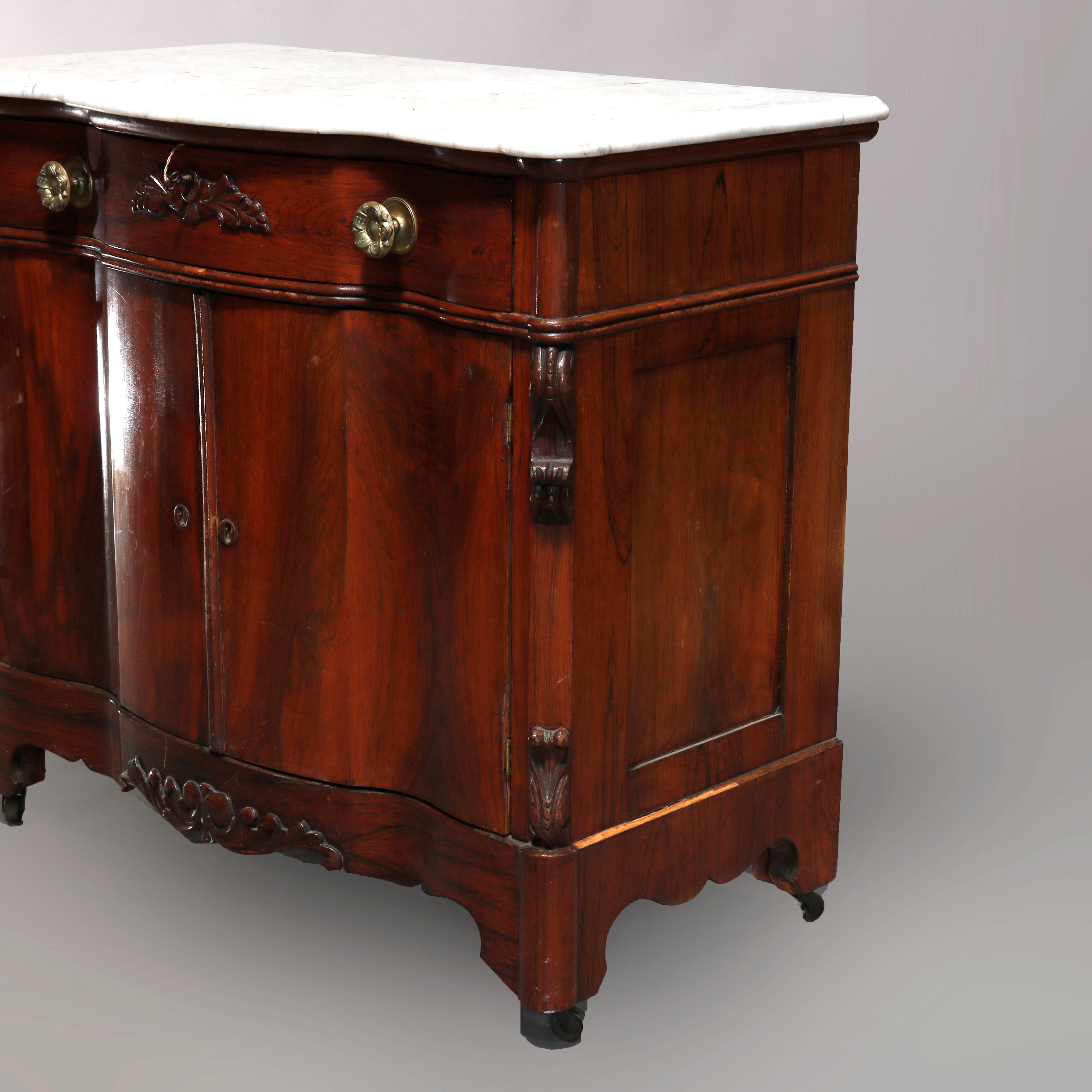 Antique Victorian Rococo Rosewood and Marble Top Commode, circa 1860 12