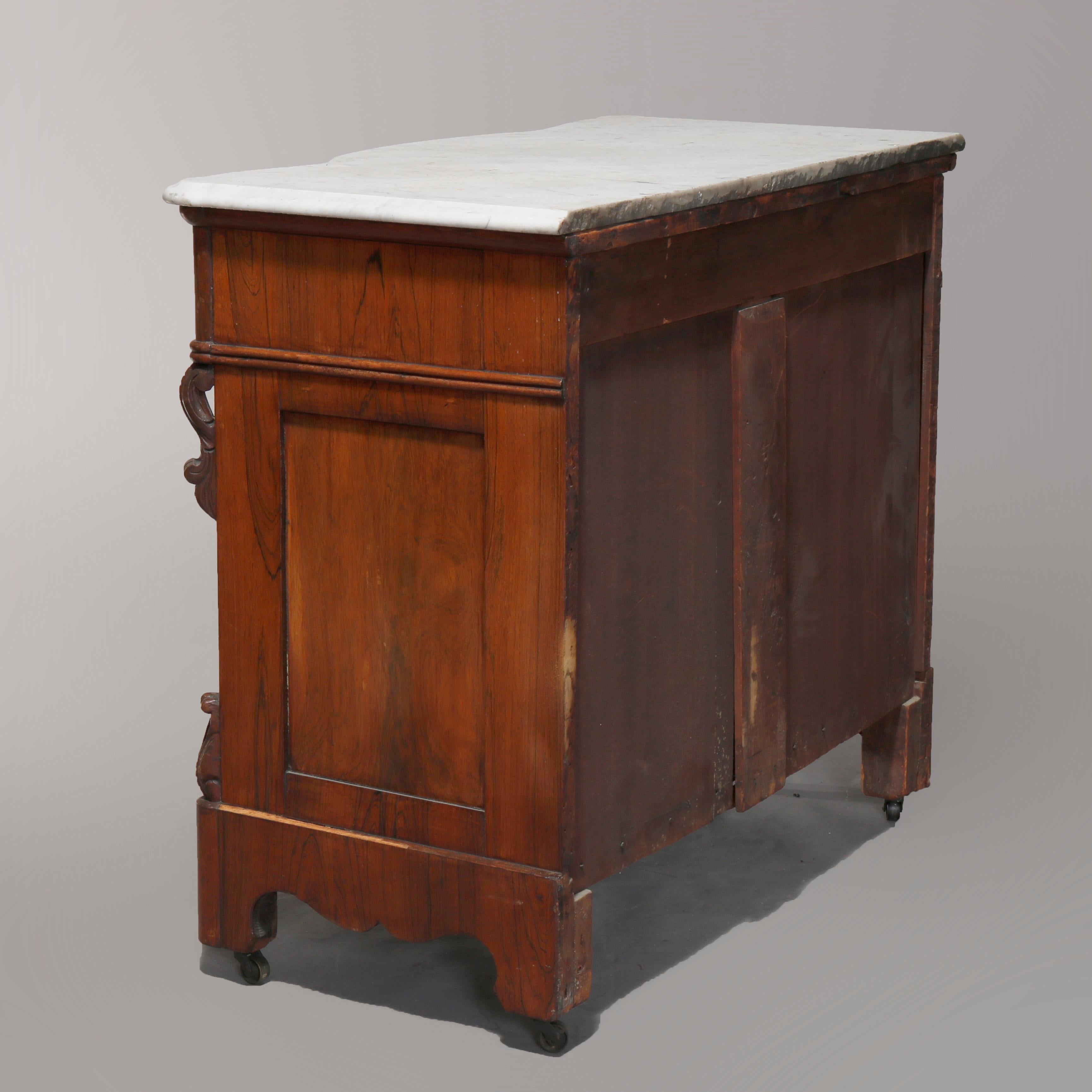 American Antique Victorian Rococo Rosewood and Marble Top Commode, circa 1860