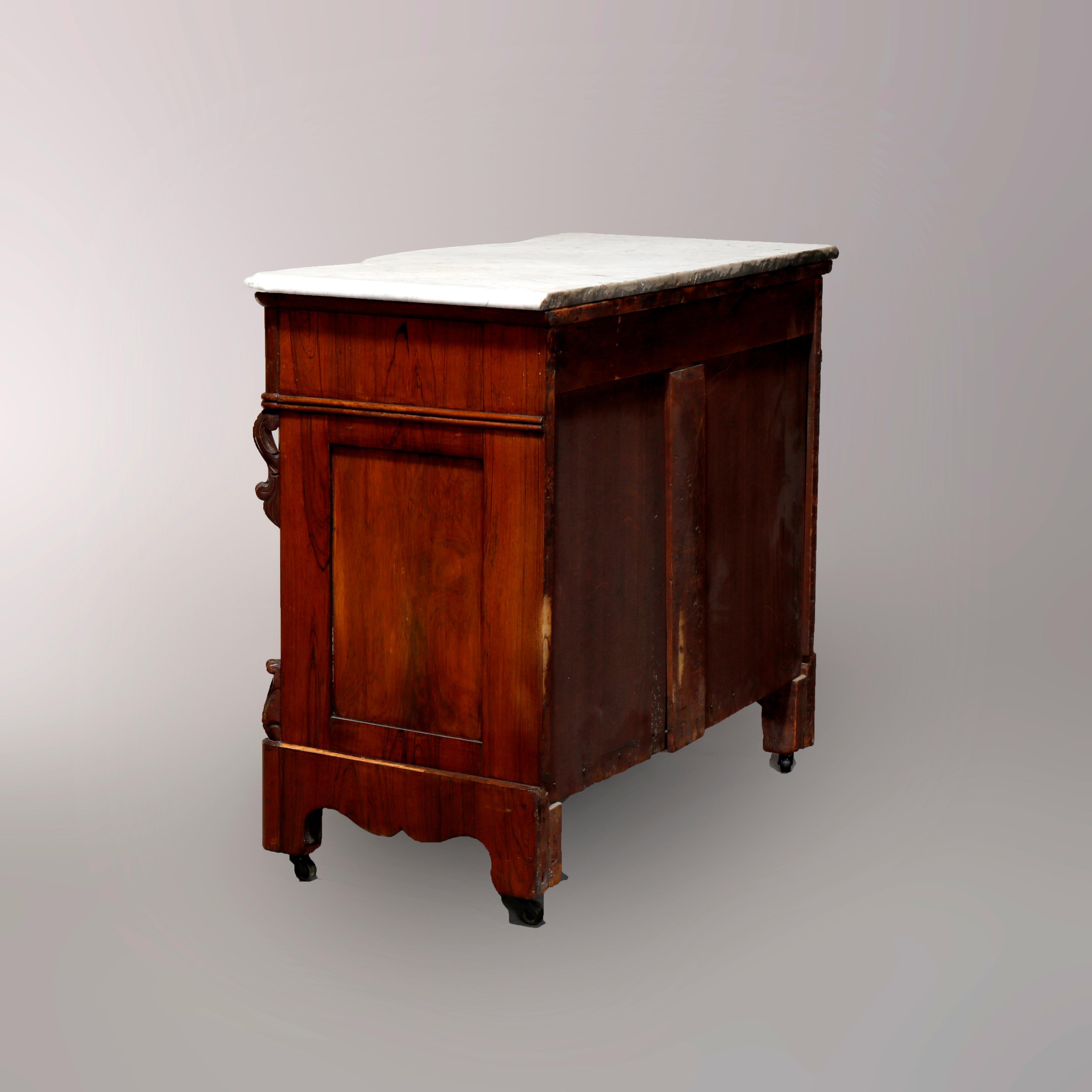 Carved Antique Victorian Rococo Rosewood and Marble Top Commode, circa 1860