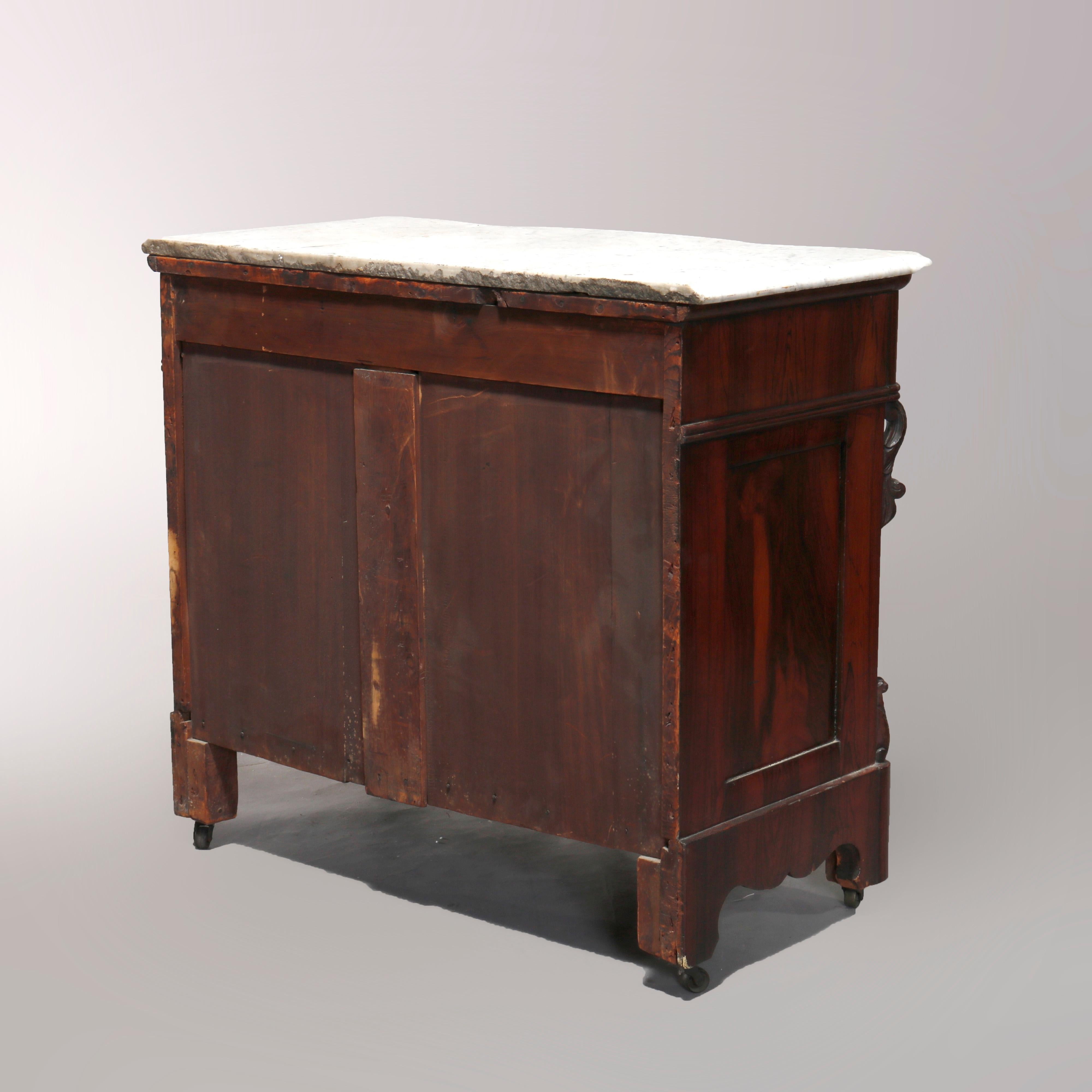 Antique Victorian Rococo Rosewood and Marble Top Commode, circa 1860 In Good Condition In Big Flats, NY