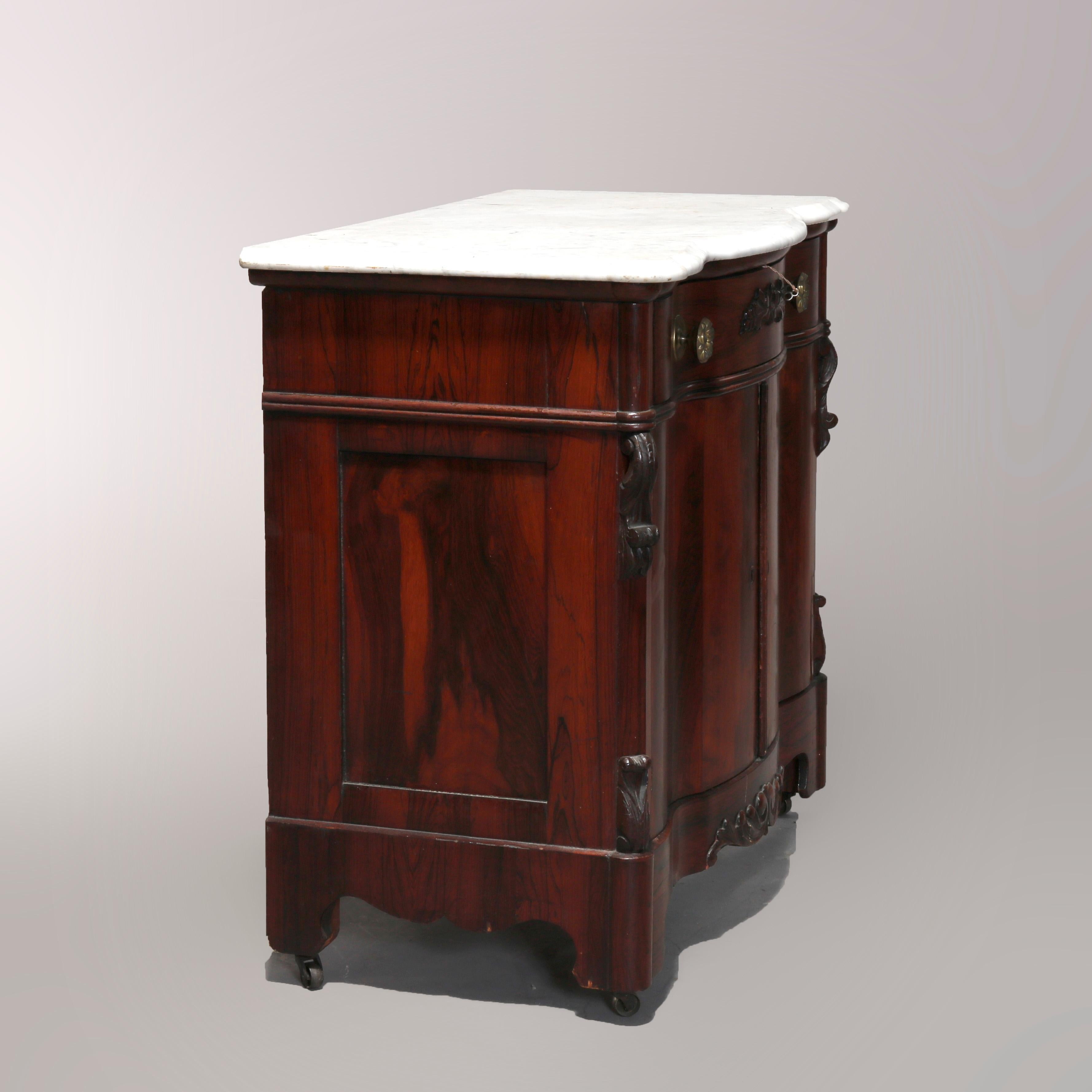 19th Century Antique Victorian Rococo Rosewood and Marble Top Commode, circa 1860