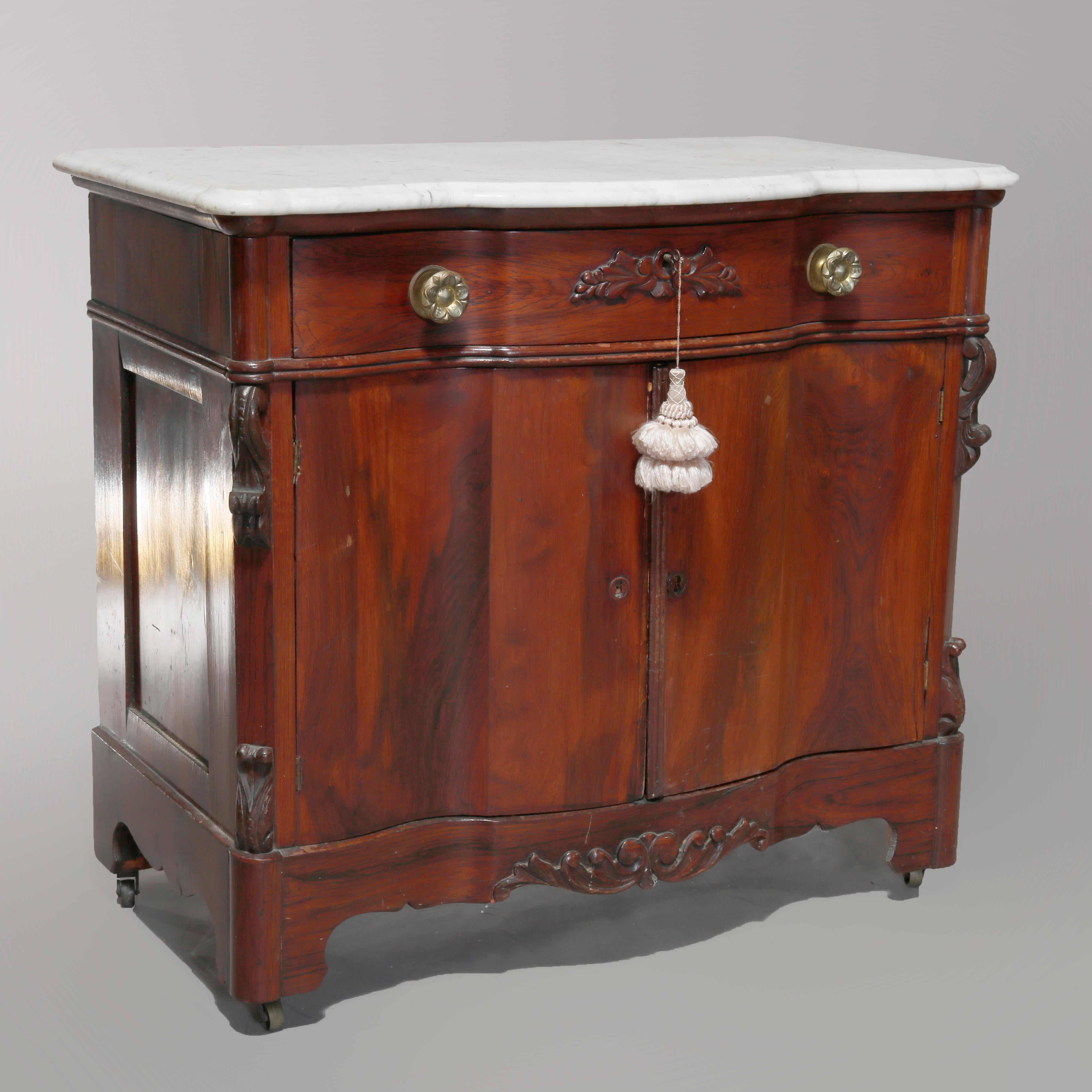 Antique Victorian Rococo Rosewood and Marble Top Commode, circa 1860 1